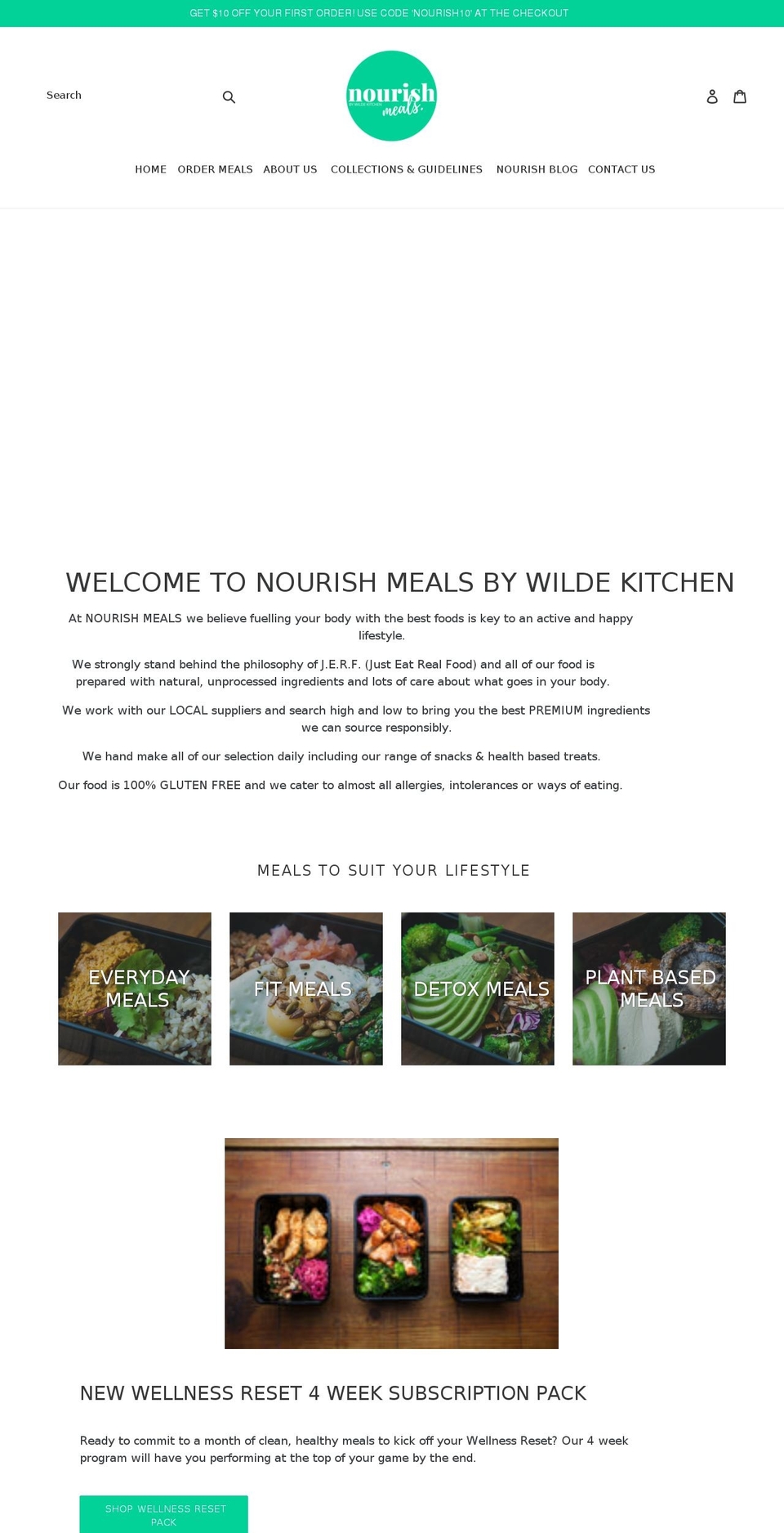 nourishmeals.com.au shopify website screenshot