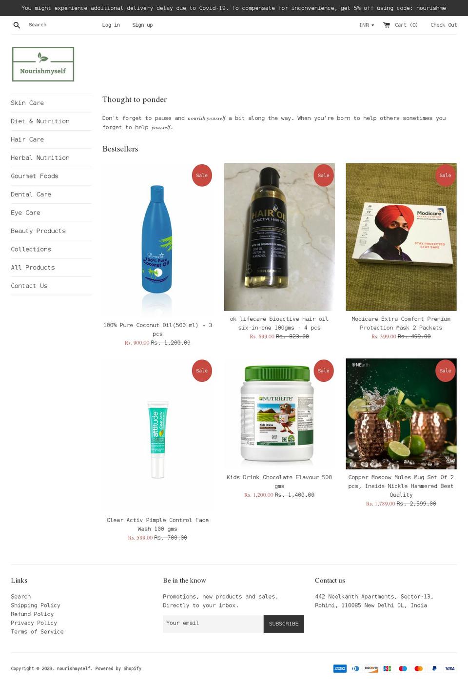 nourishmyself.in shopify website screenshot