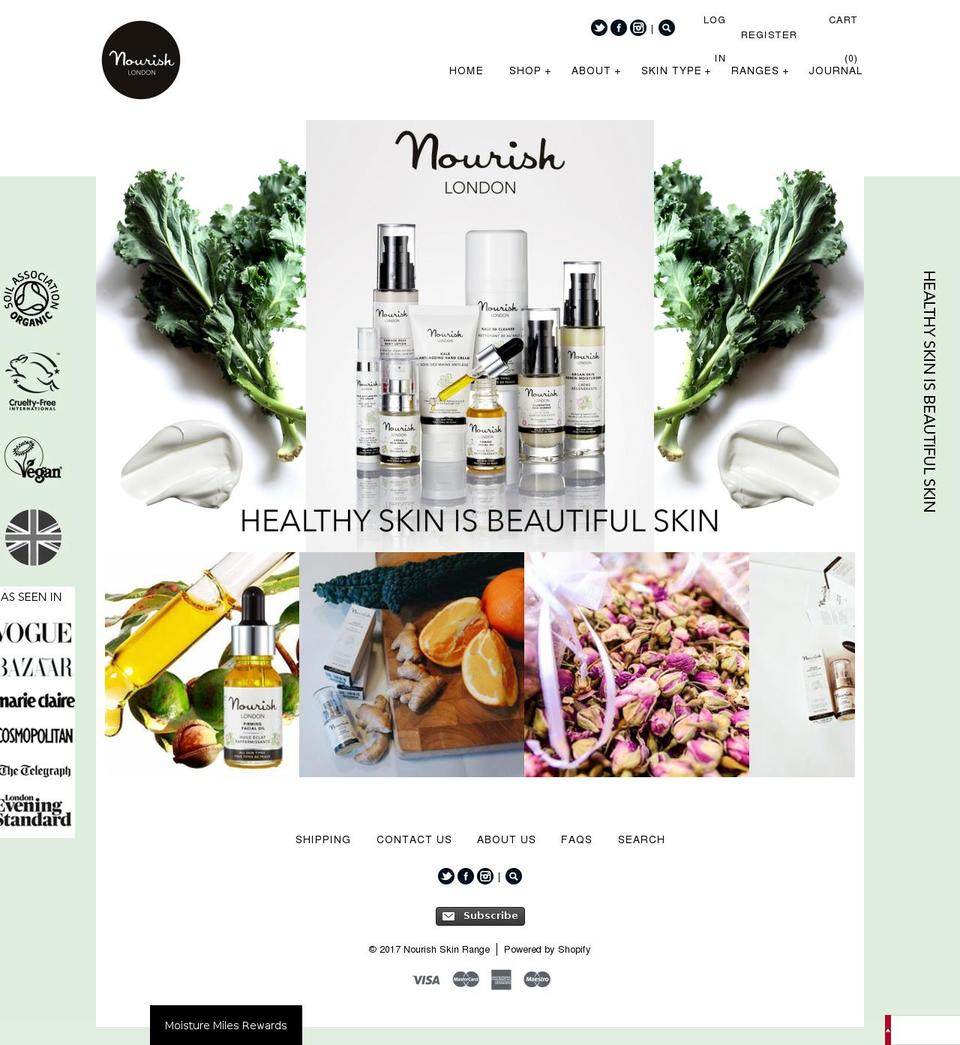 nourishskinrange.com shopify website screenshot