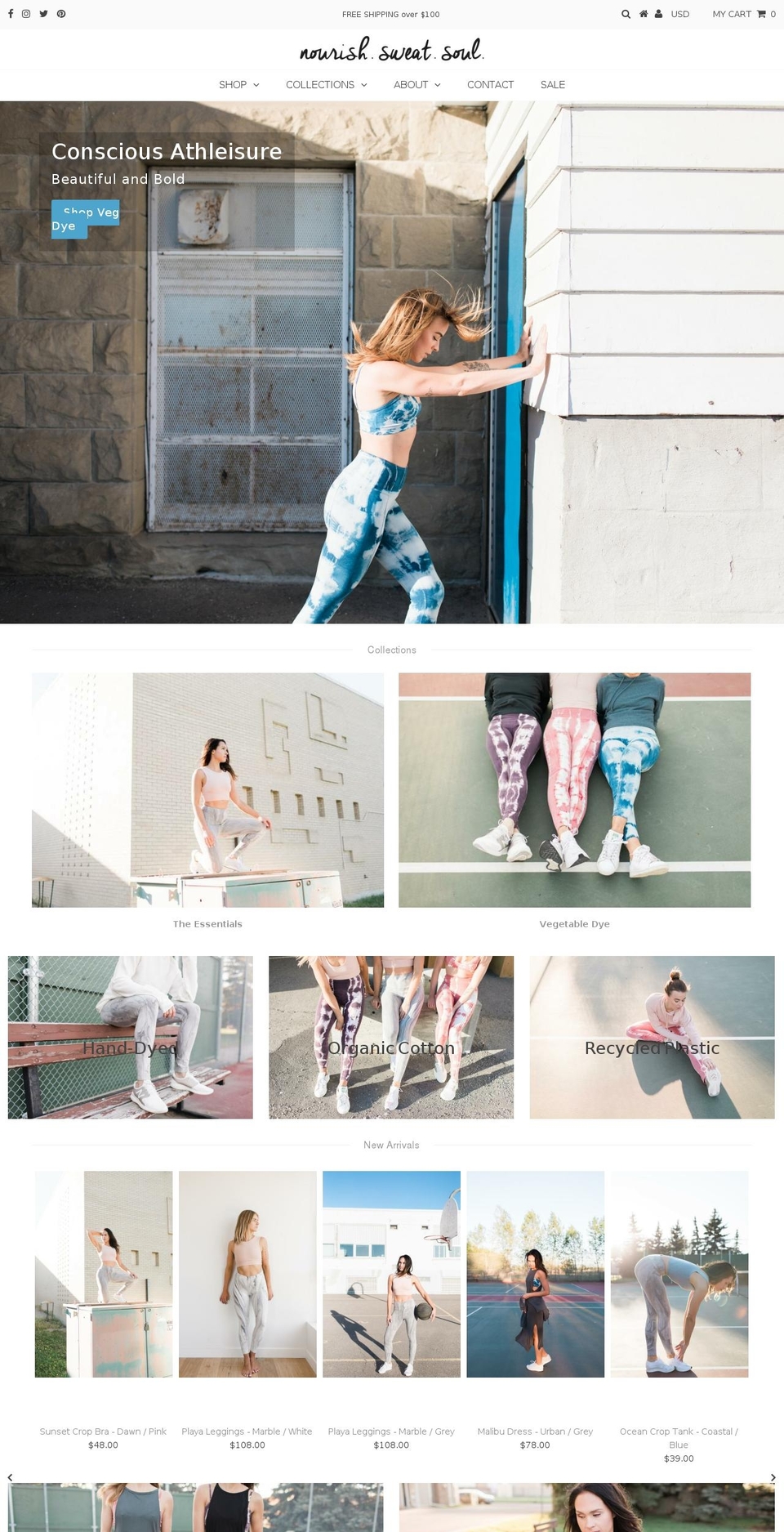 nourishsweatsoul.com shopify website screenshot