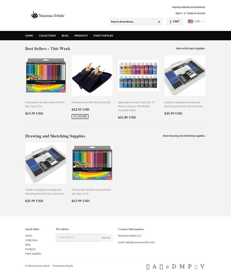 nouveauartiste.com shopify website screenshot