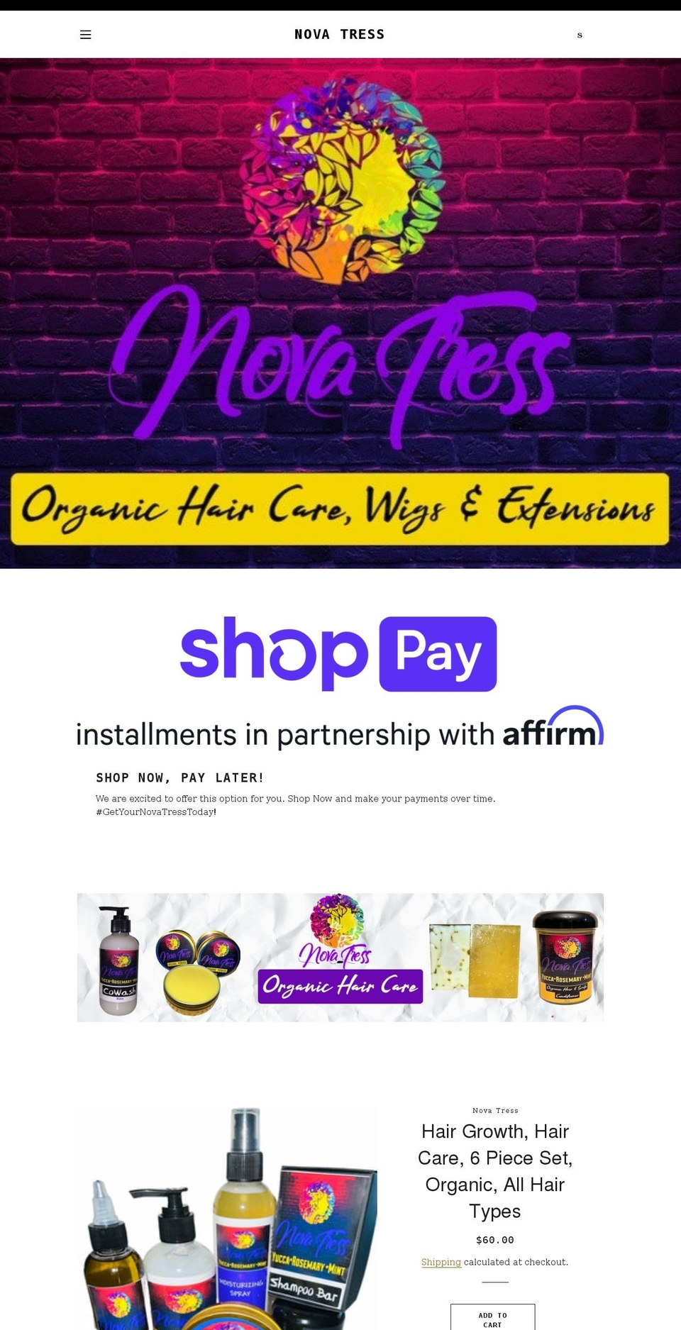 nova-tress.com shopify website screenshot