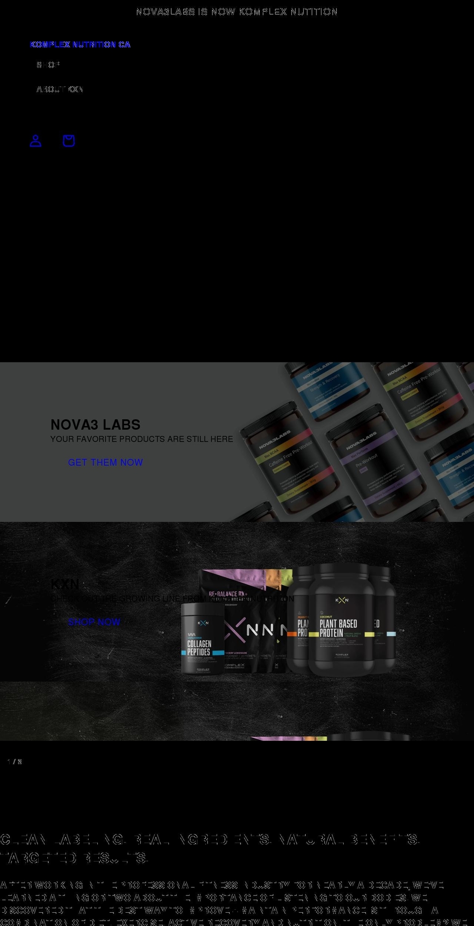 nova3labs.ca shopify website screenshot