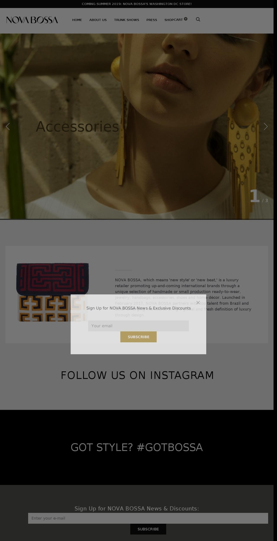 novabossa.com — Shopify storefront screenshot