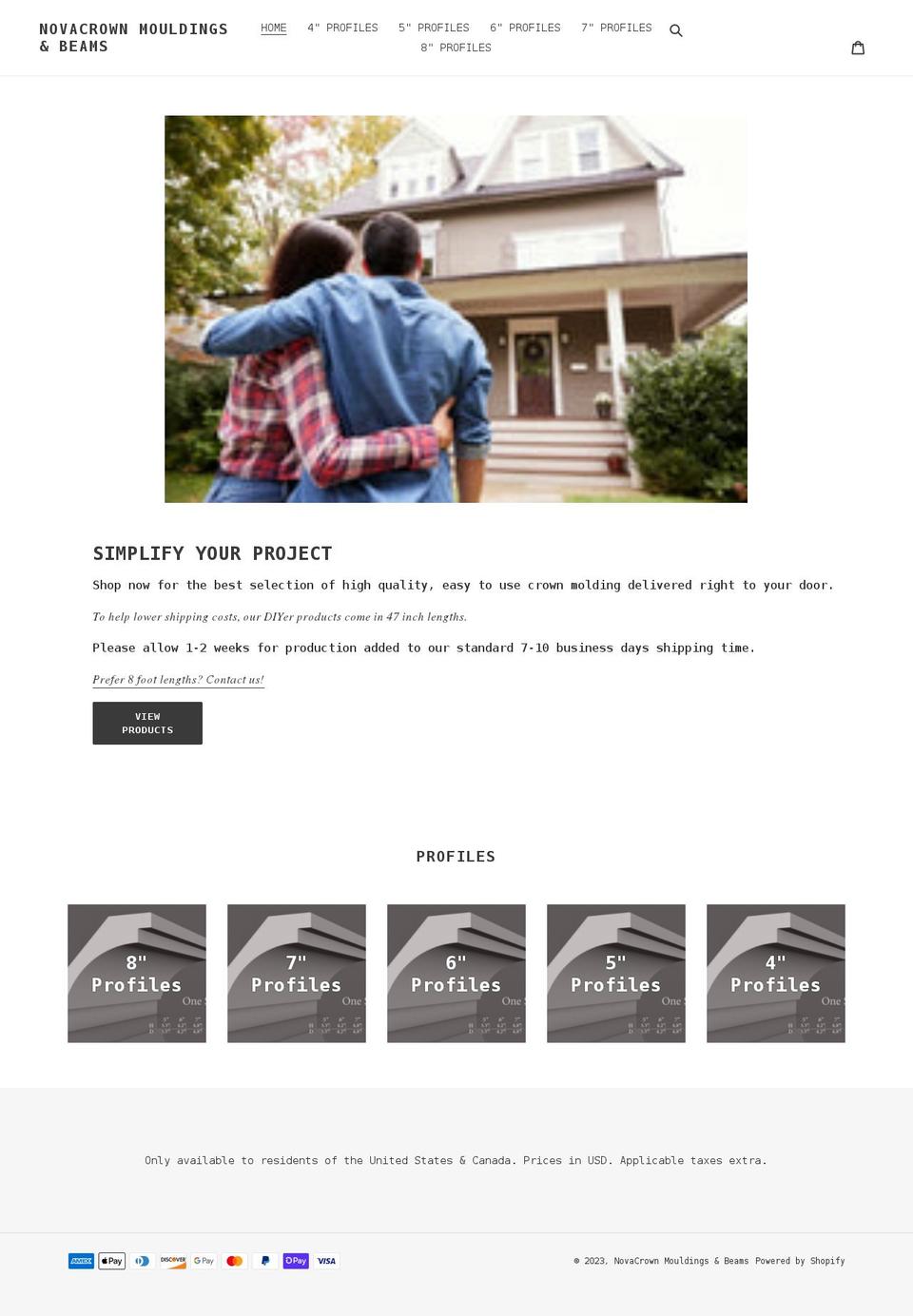 novacrown-mouldings-beams.myshopify.com shopify website screenshot