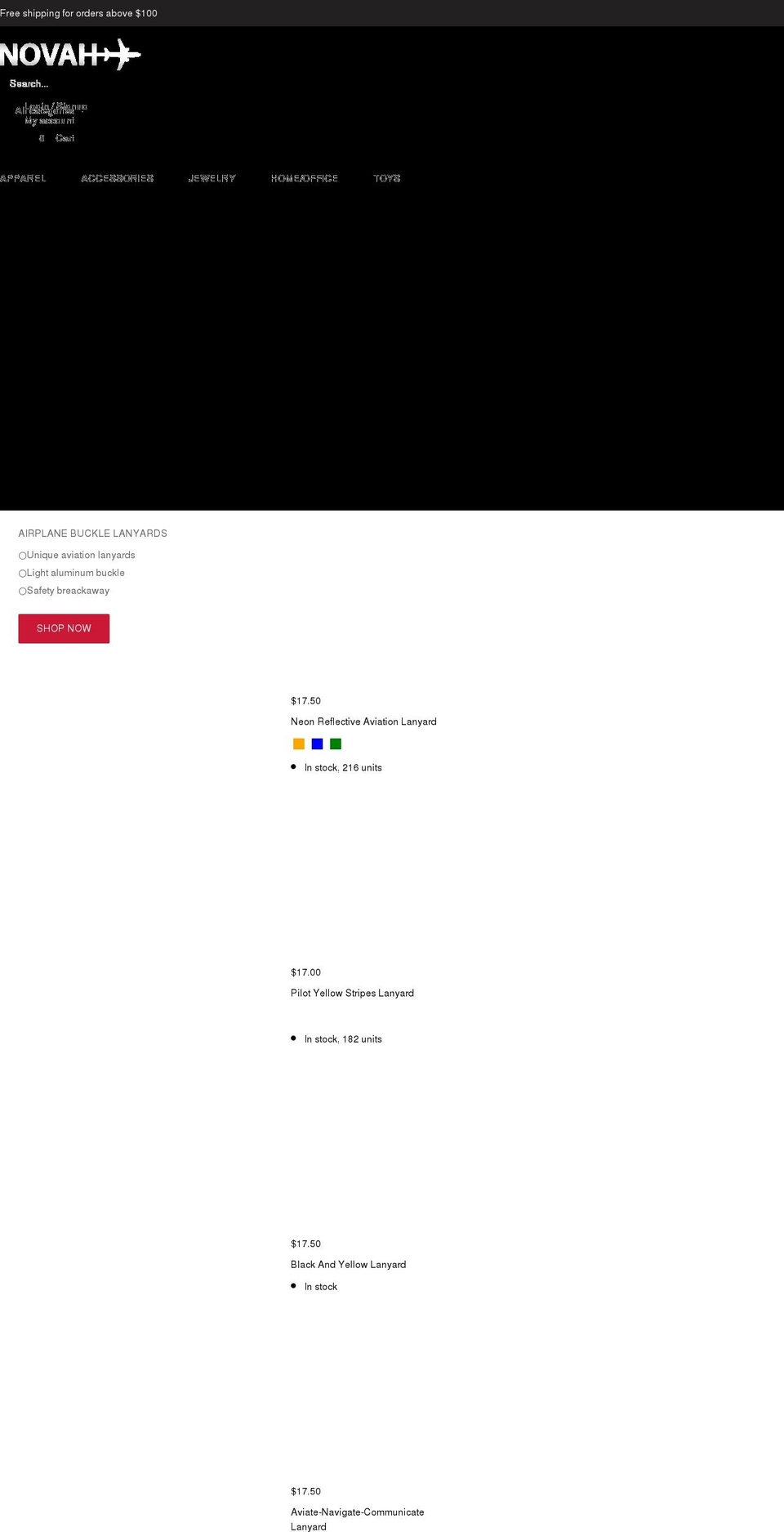 novahpilotstore.com shopify website screenshot