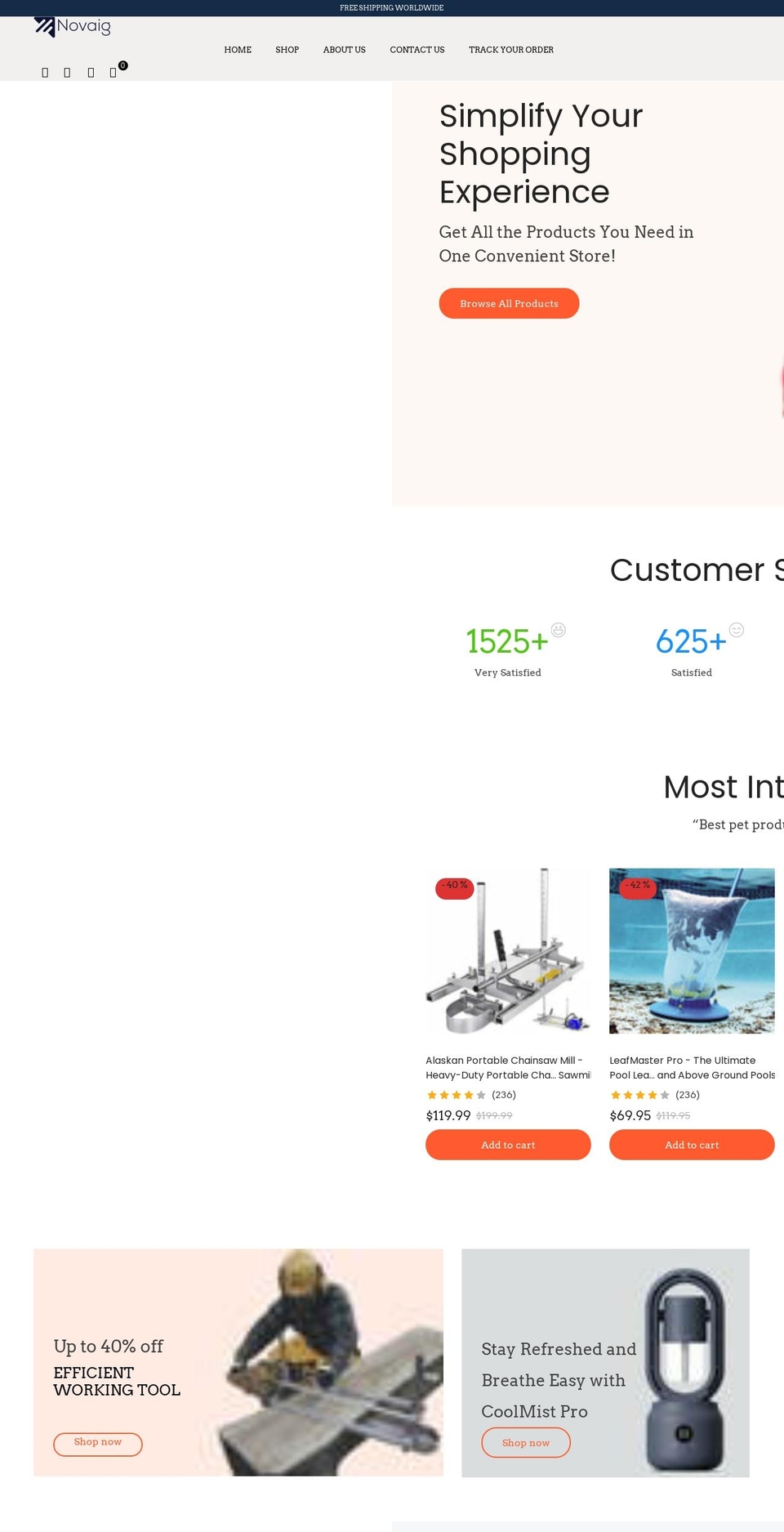 novaig.com shopify website screenshot