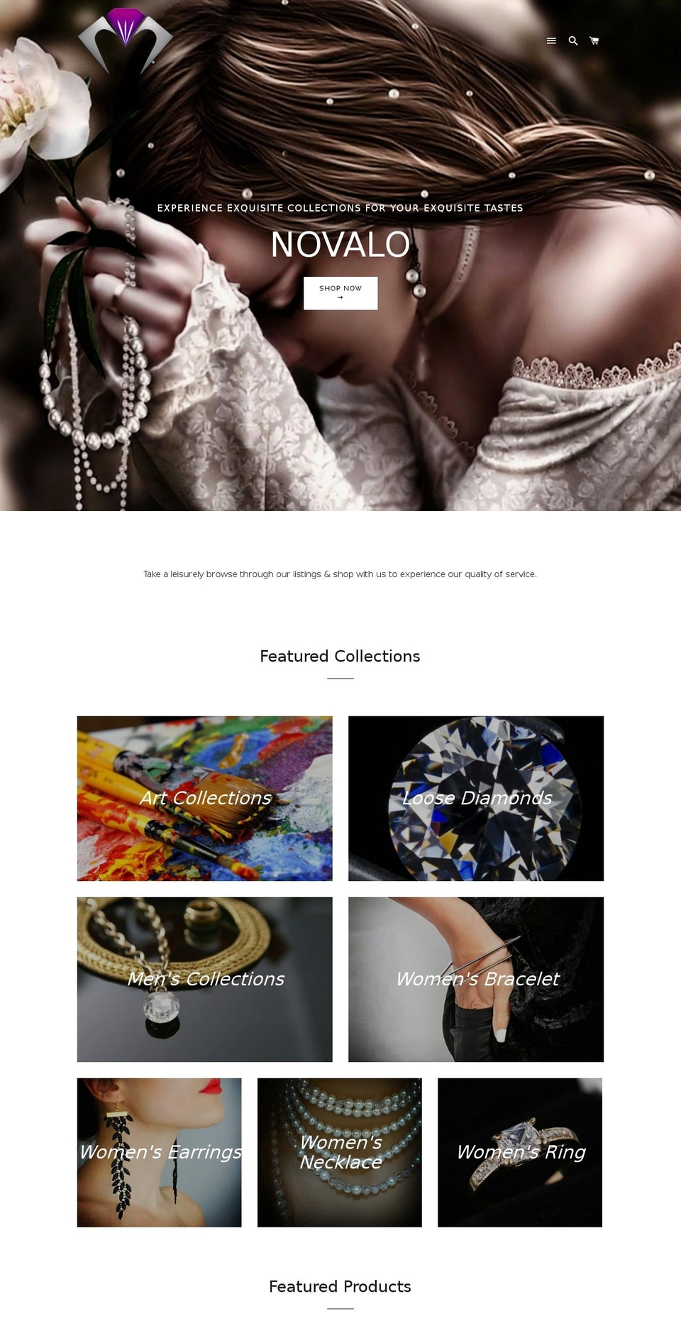 novalocollection.com shopify website screenshot
