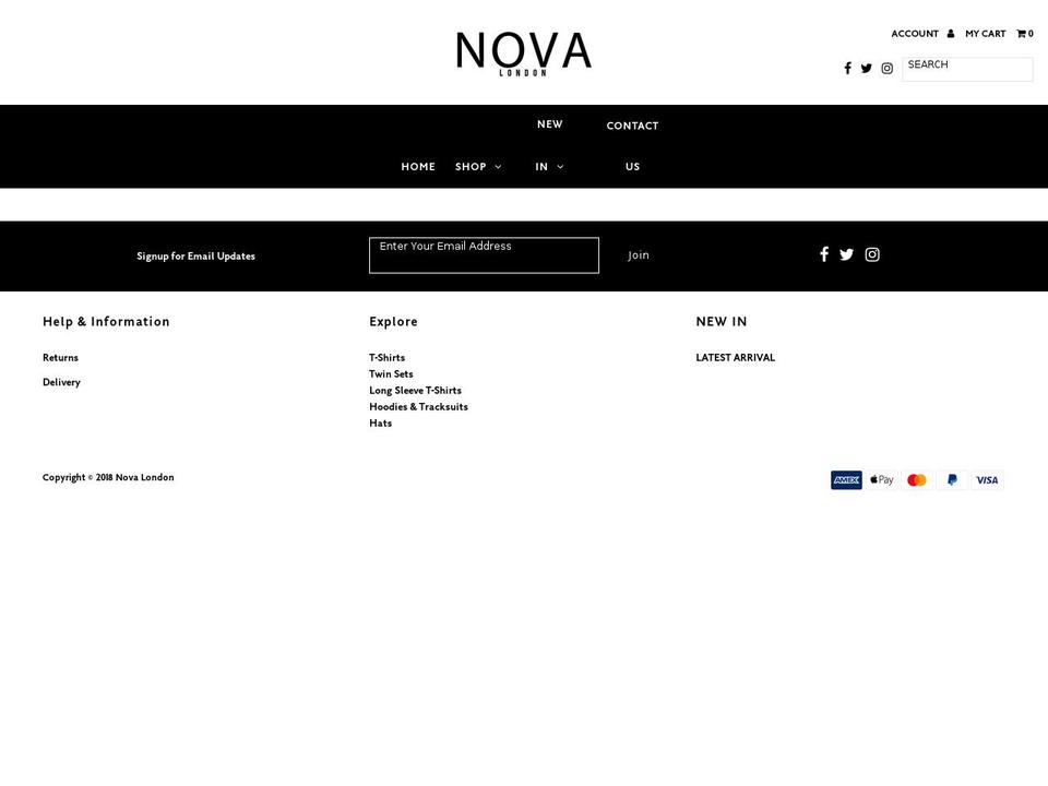 novalondonclothing.co.uk shopify website screenshot