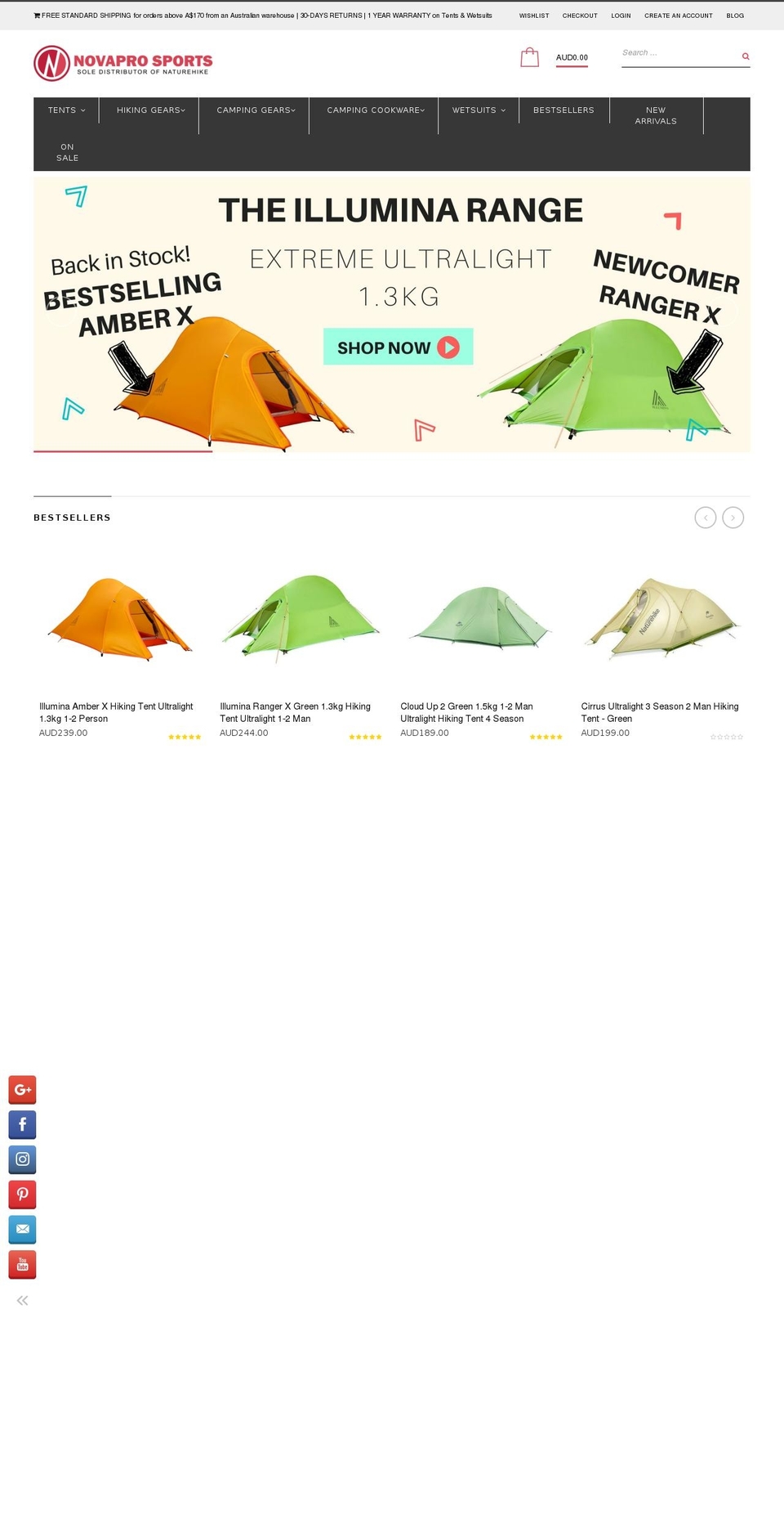 novaprosports.com.au shopify website screenshot
