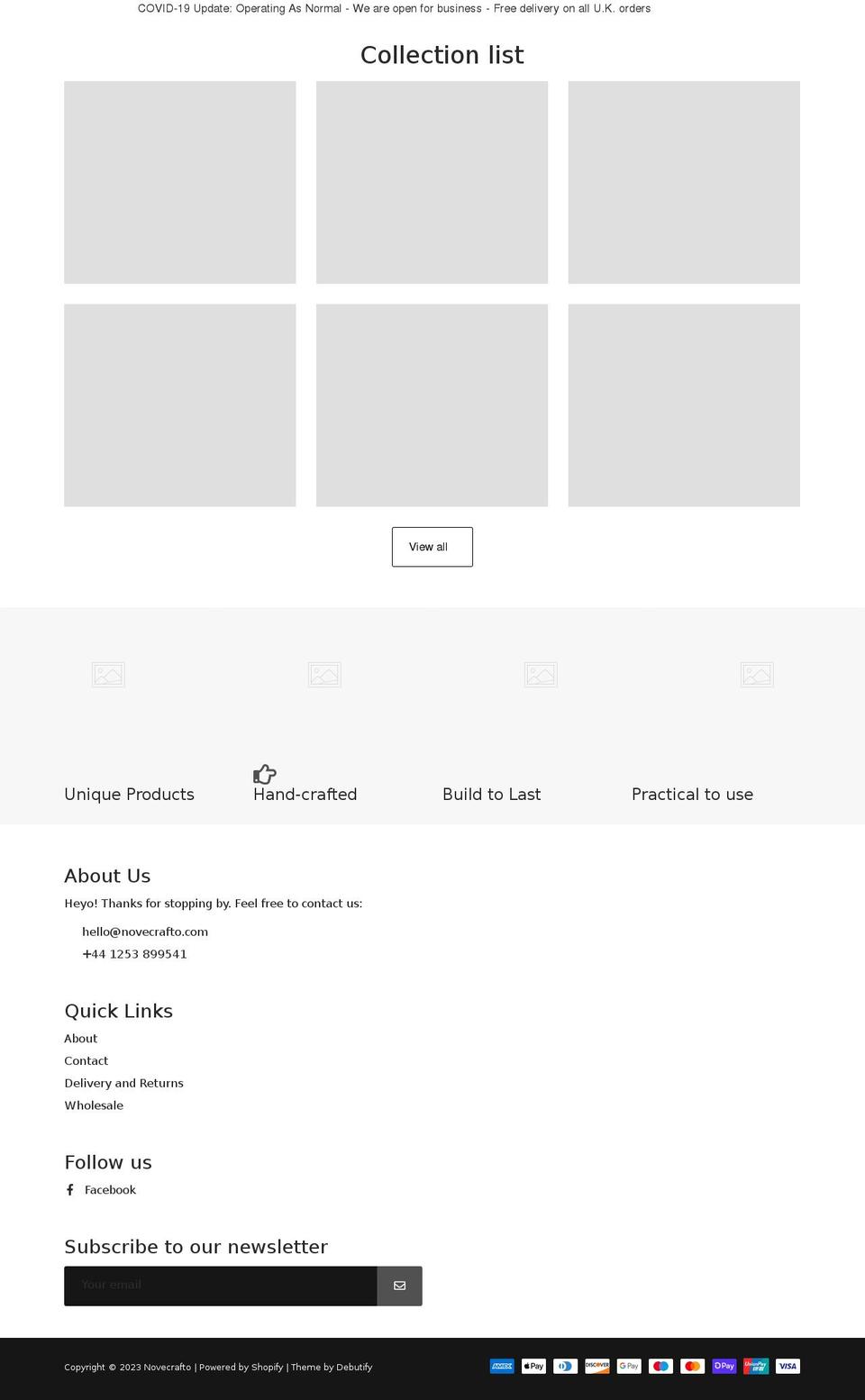 novecrafto.com shopify website screenshot