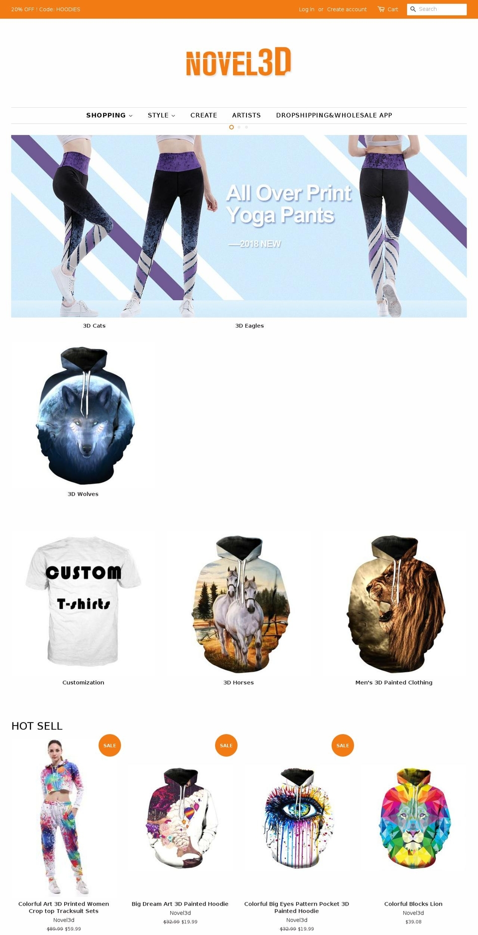 novel3d.com — Shopify storefront screenshot