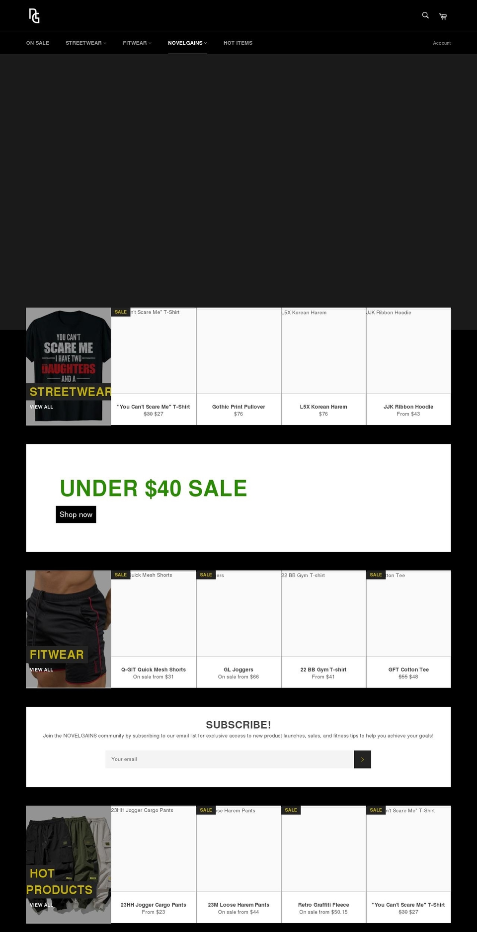 novelgains.com shopify website screenshot