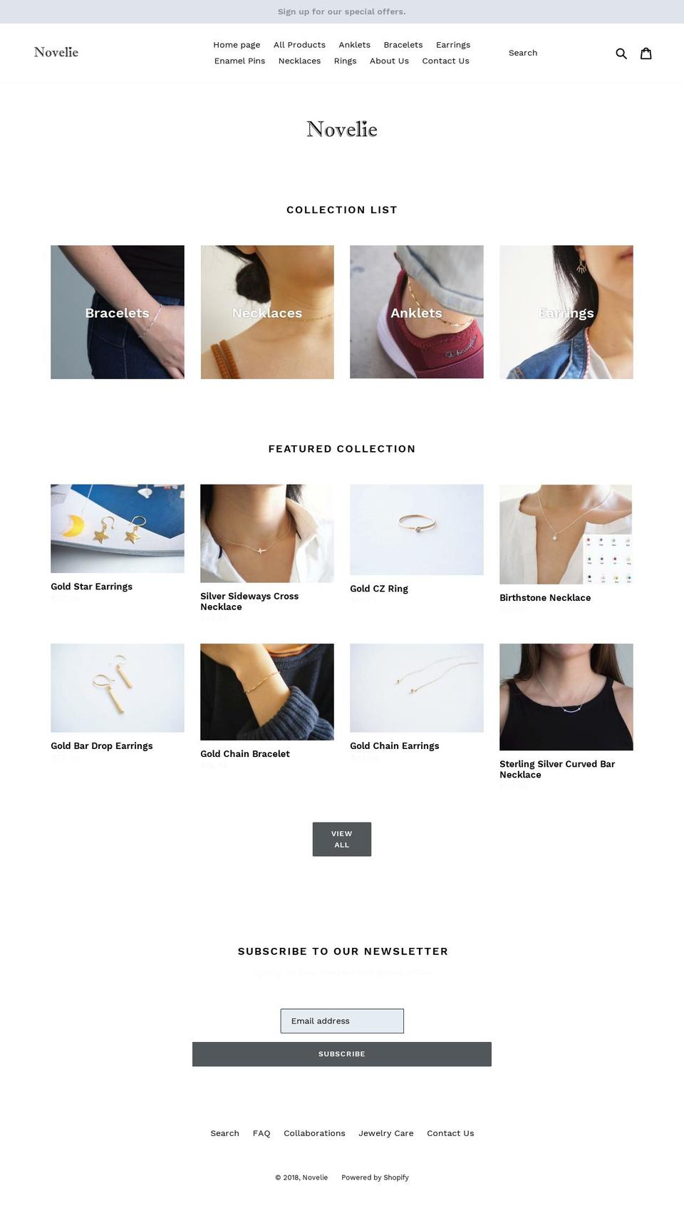 novelie.com — Shopify storefront screenshot