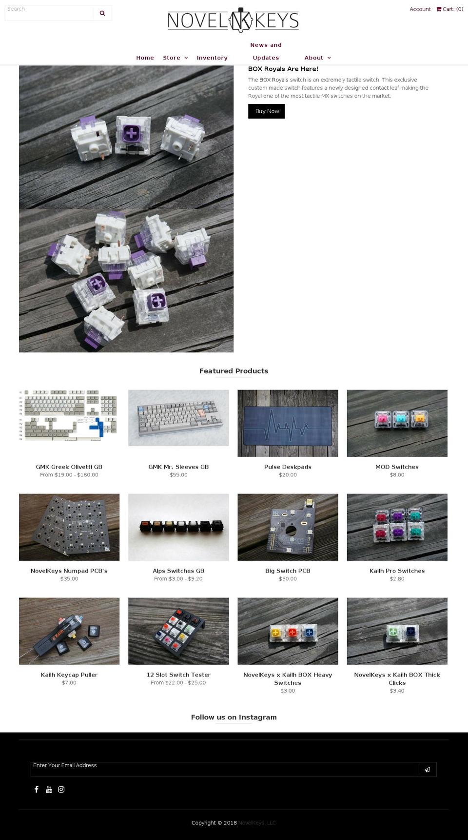 novelkeys.xyz shopify website screenshot