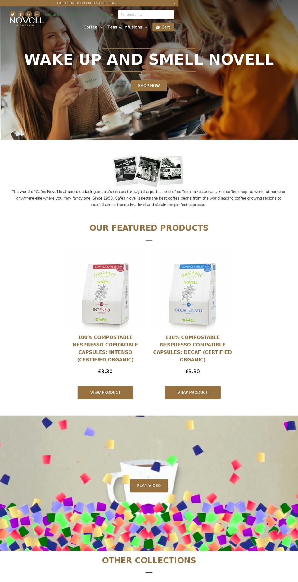 novellcoffee.co.uk shopify website screenshot