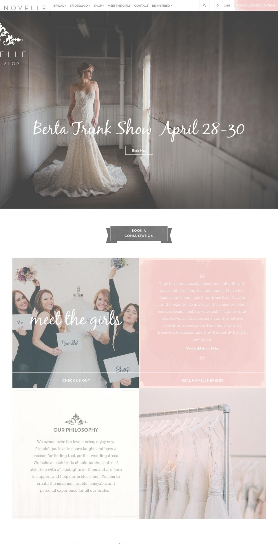 novellebridal.com shopify website screenshot