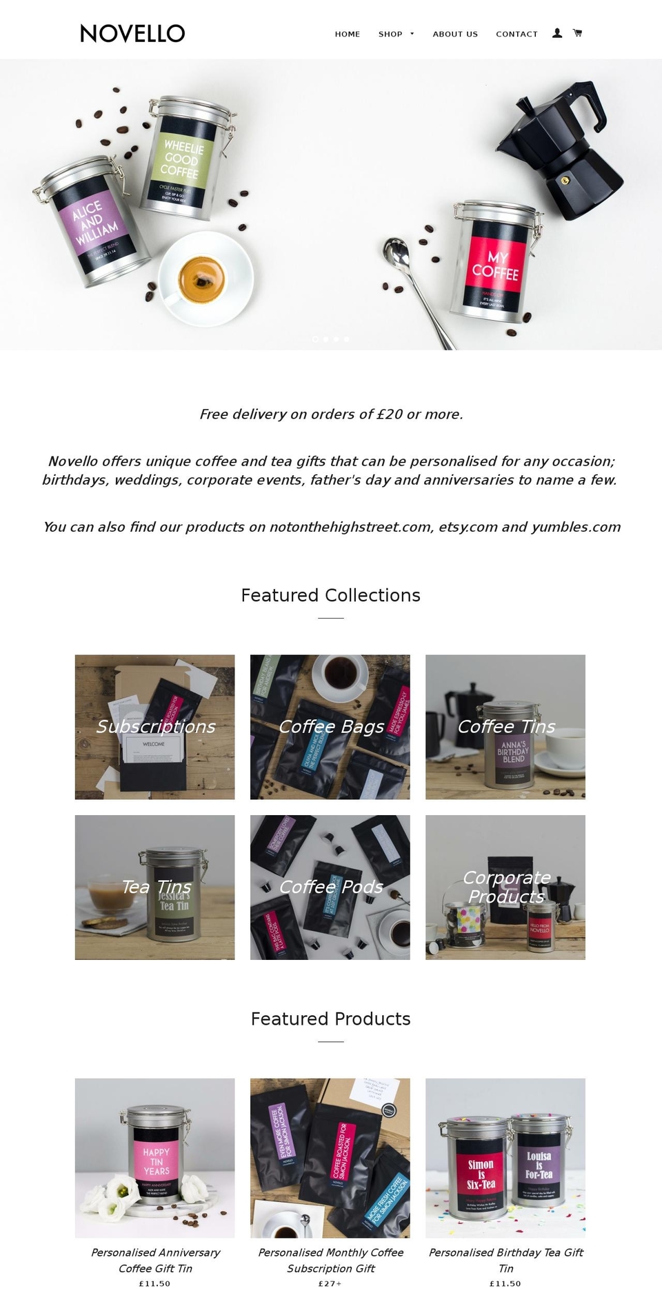 novello-uk.com — Shopify storefront screenshot