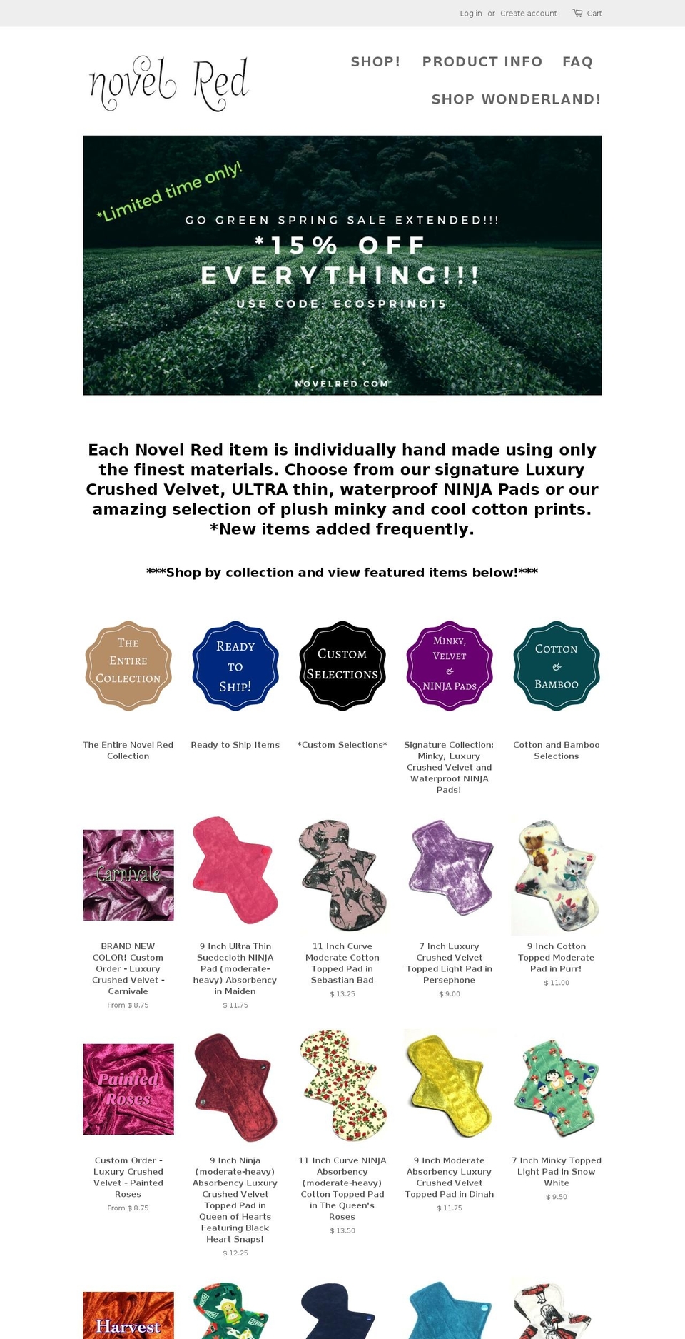 novelred.com shopify website screenshot