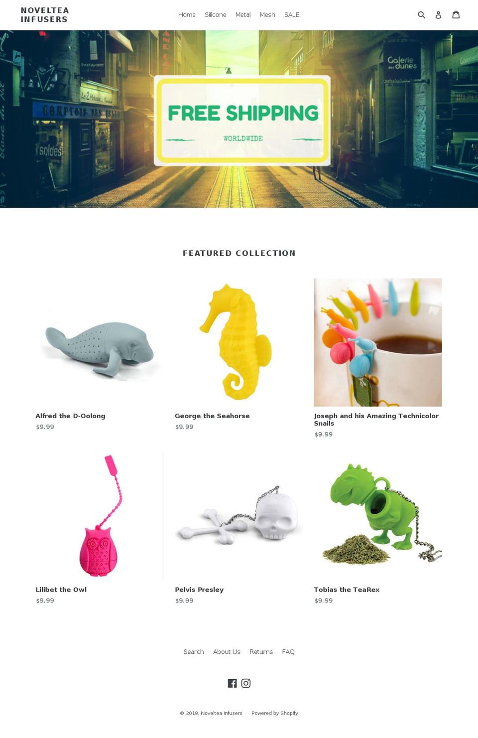 novelteainfusers.com — Shopify storefront screenshot