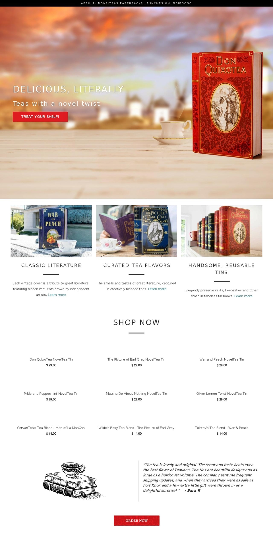 novelteatins.com shopify website screenshot