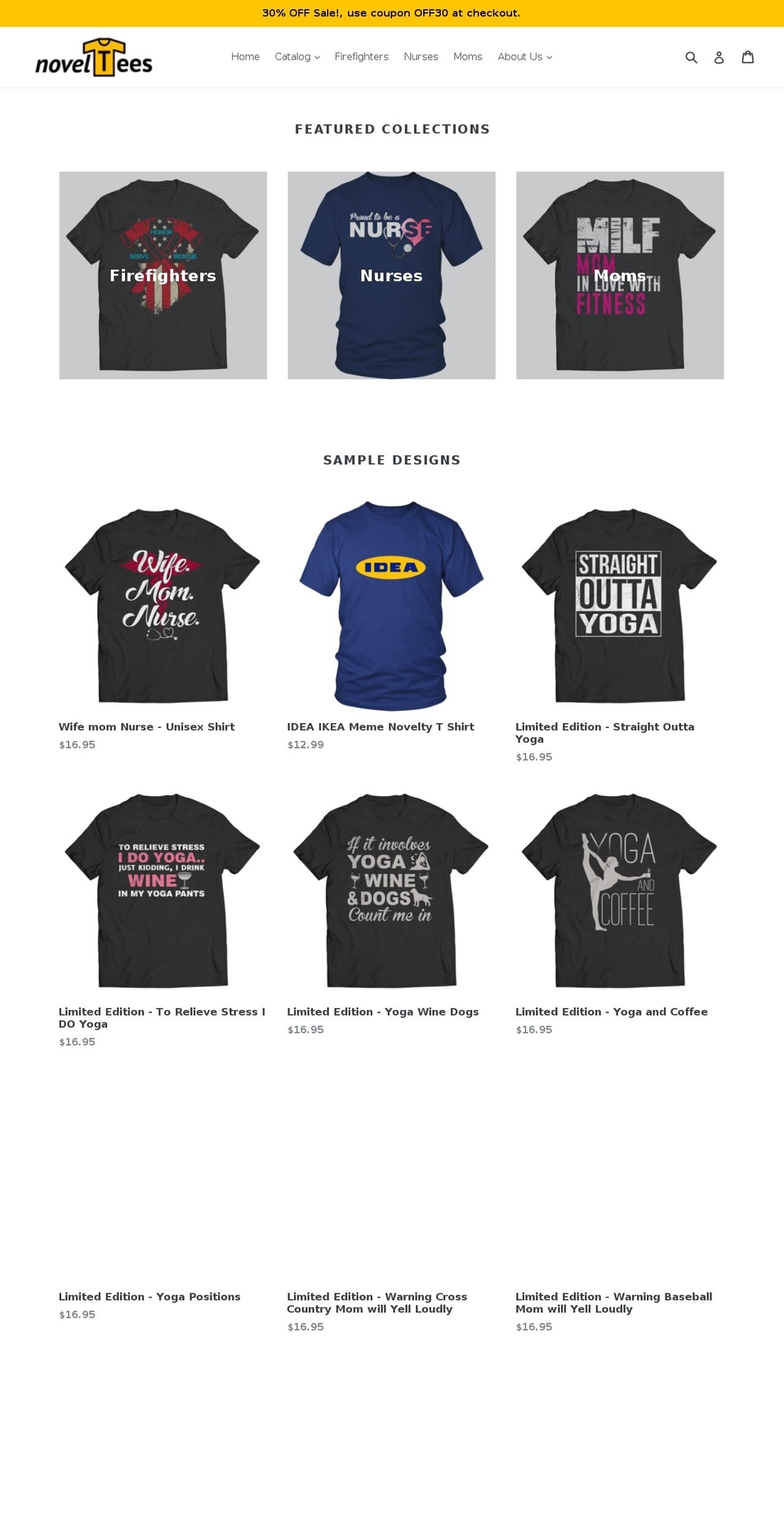 noveltees.org shopify website screenshot