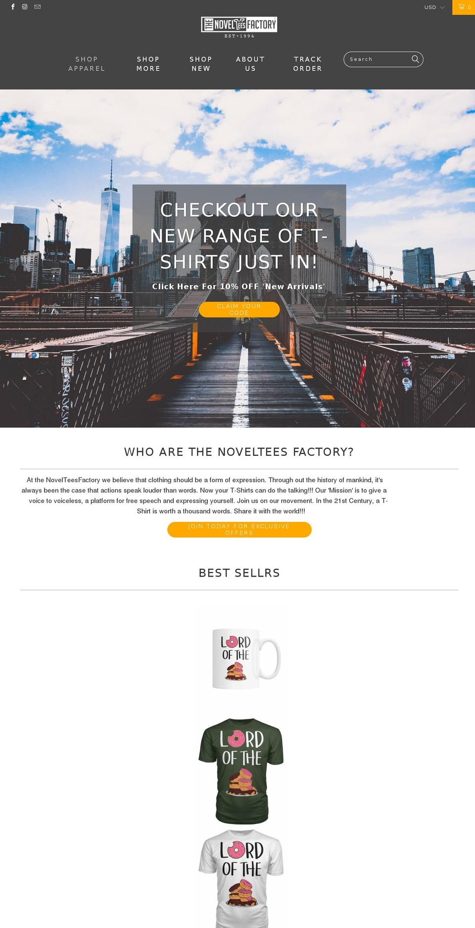 novelteesfactory.com — Shopify storefront screenshot