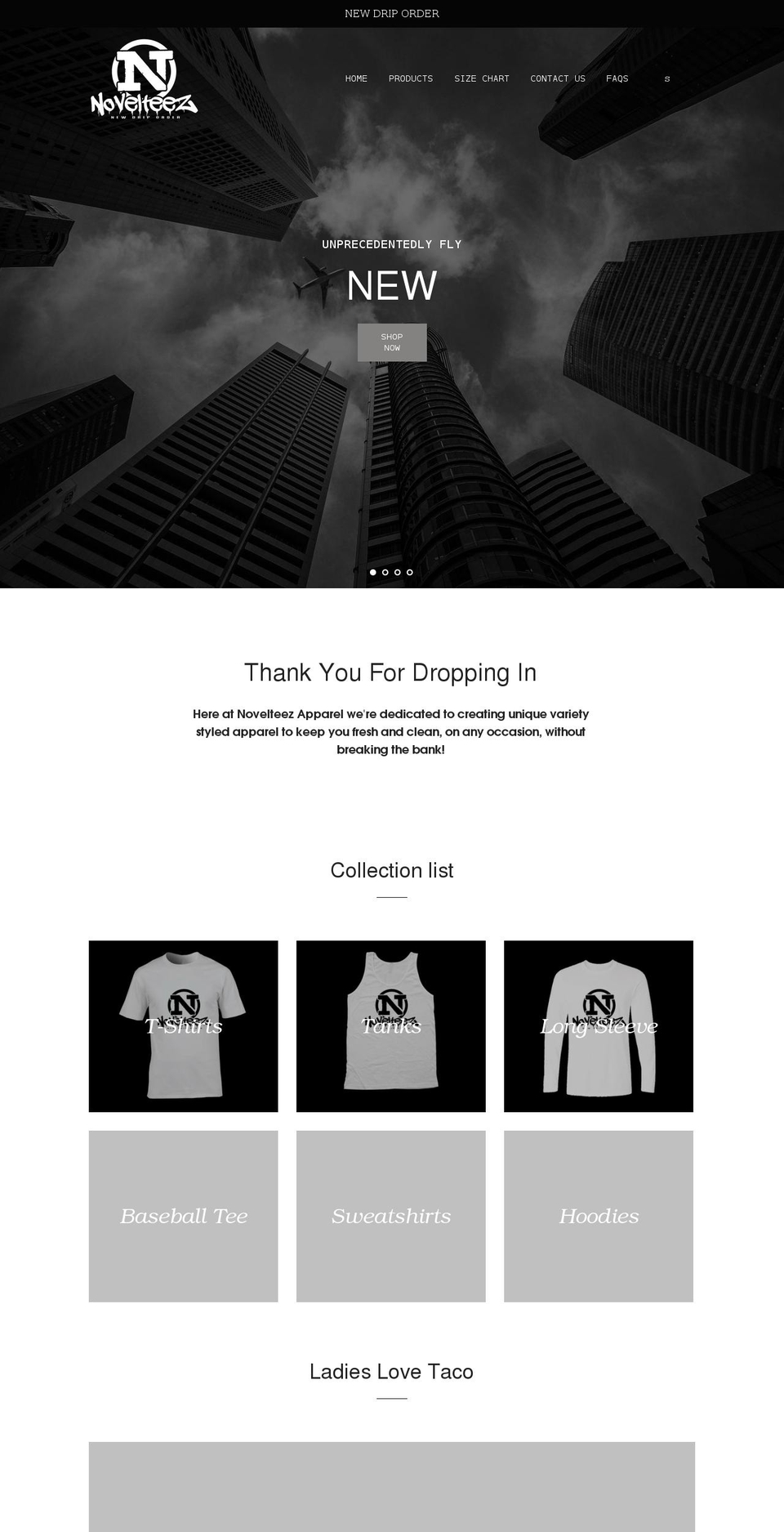 novelteezapparel.com shopify website screenshot