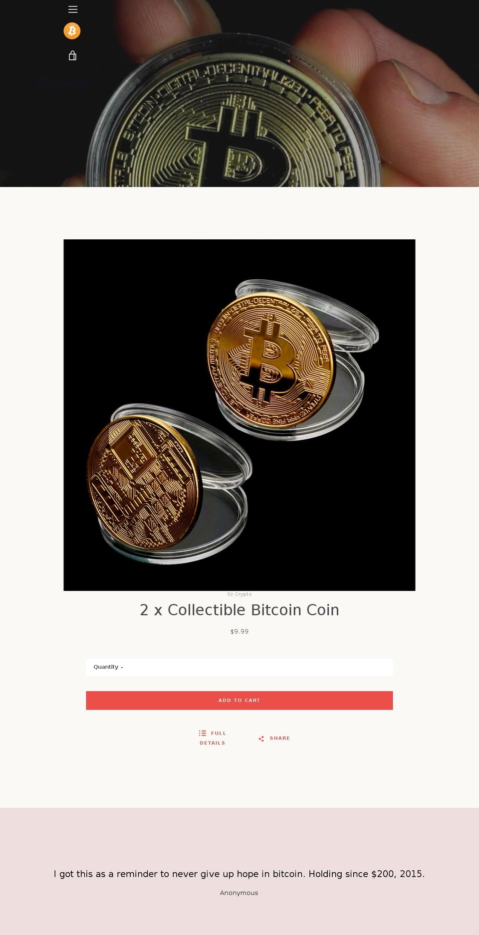 noveltybitcoin.com — Shopify storefront screenshot
