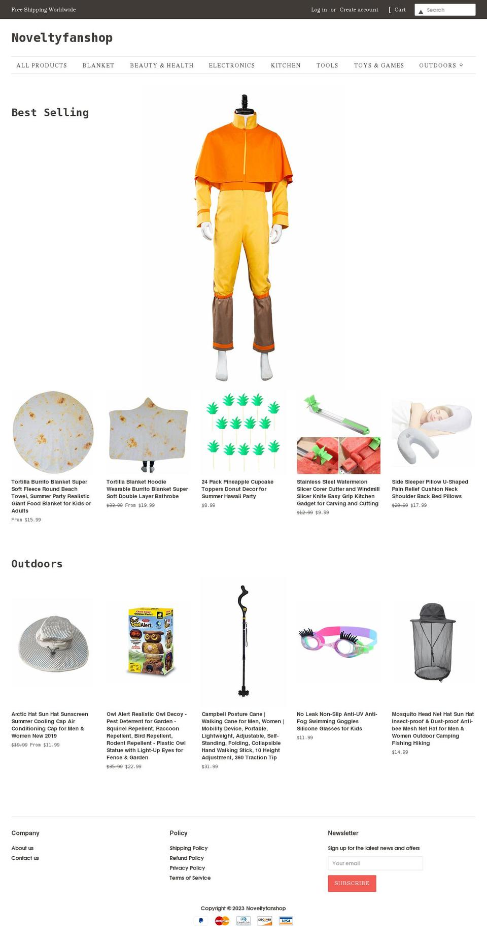 min Shopify theme site example noveltyfanshop.com