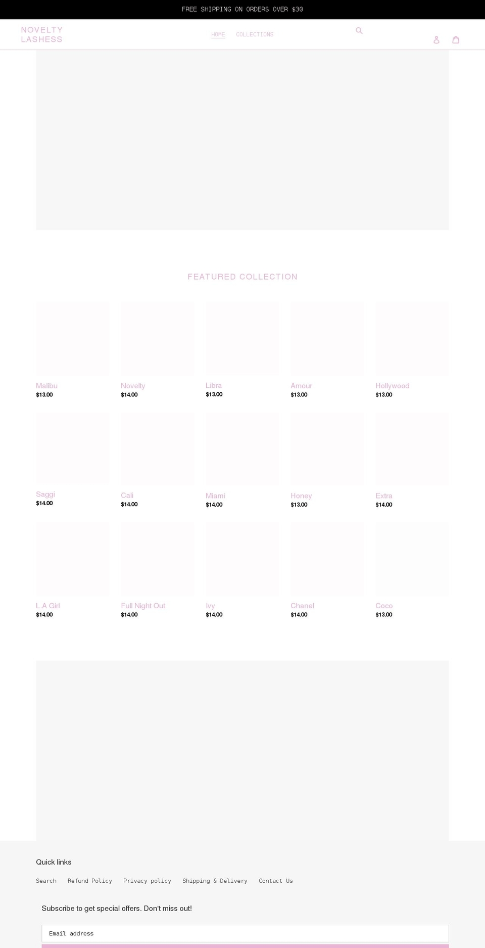 noveltylashess.com shopify website screenshot
