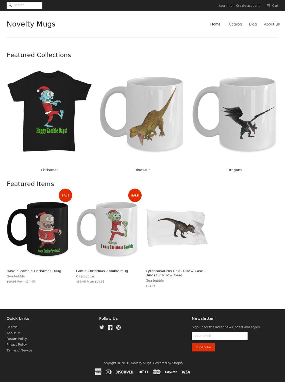 noveltymugs.net shopify website screenshot