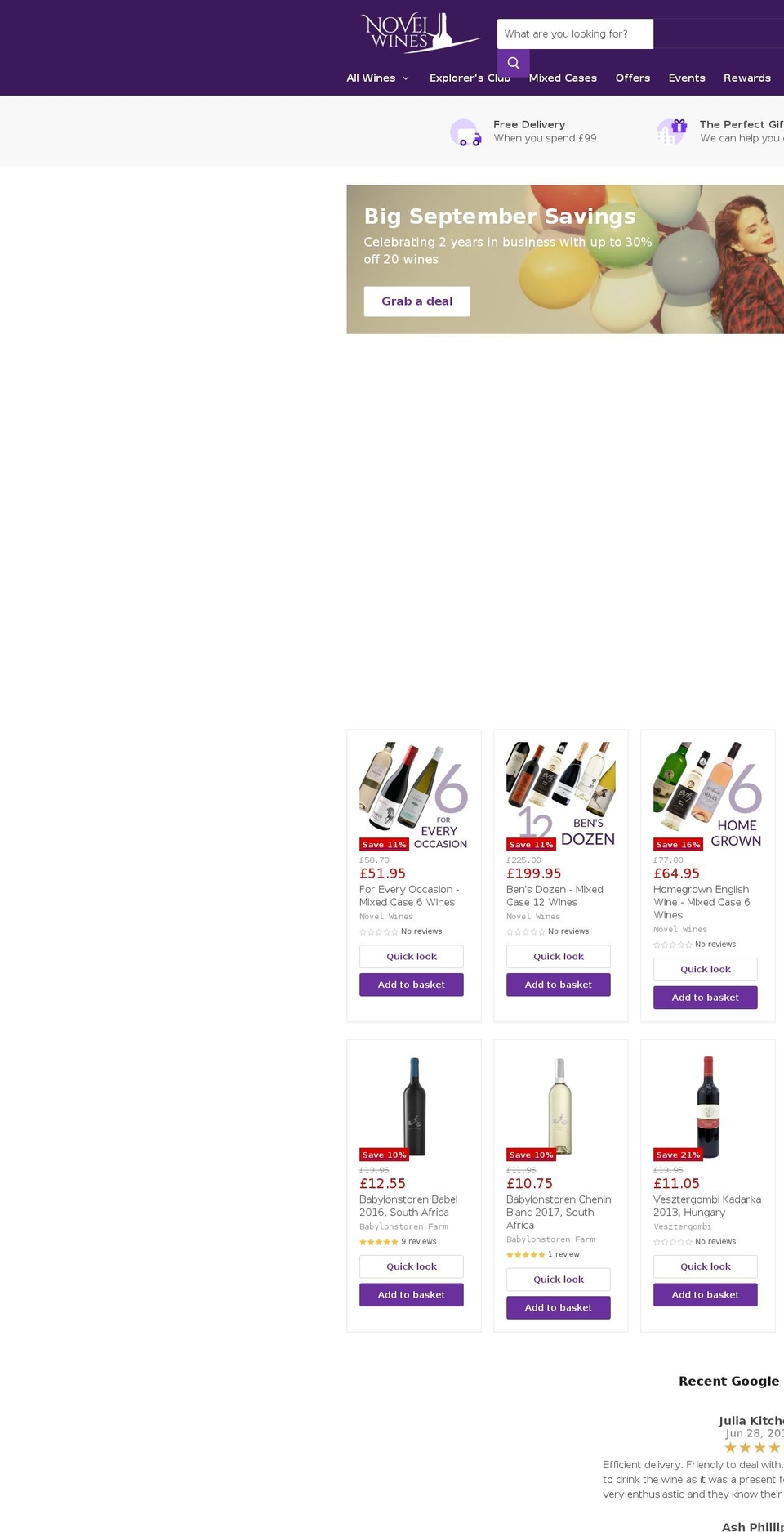 novelwine.com — Shopify storefront screenshot