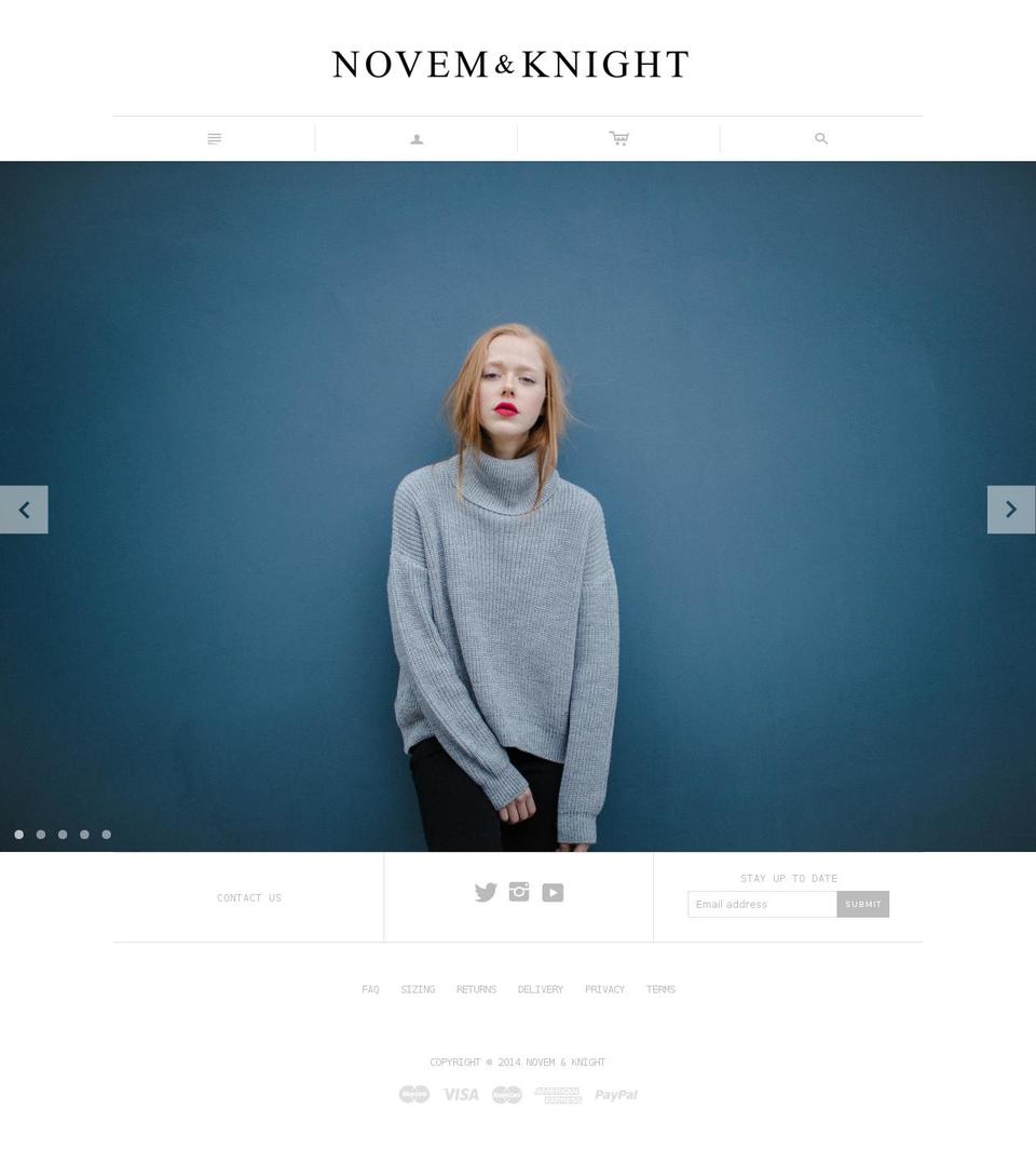novemknight.com shopify website screenshot