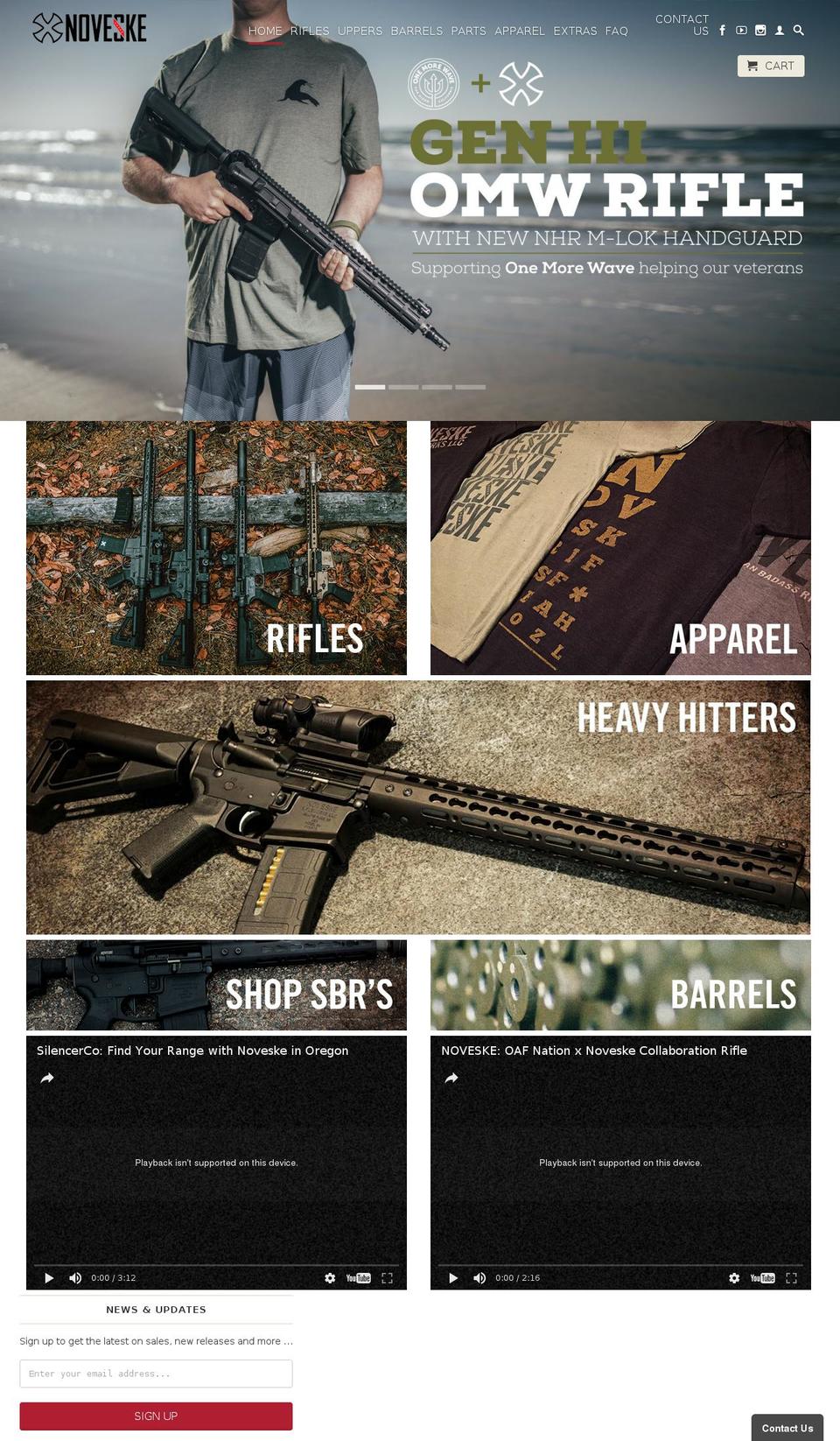 noveskerifleworks.com shopify website screenshot