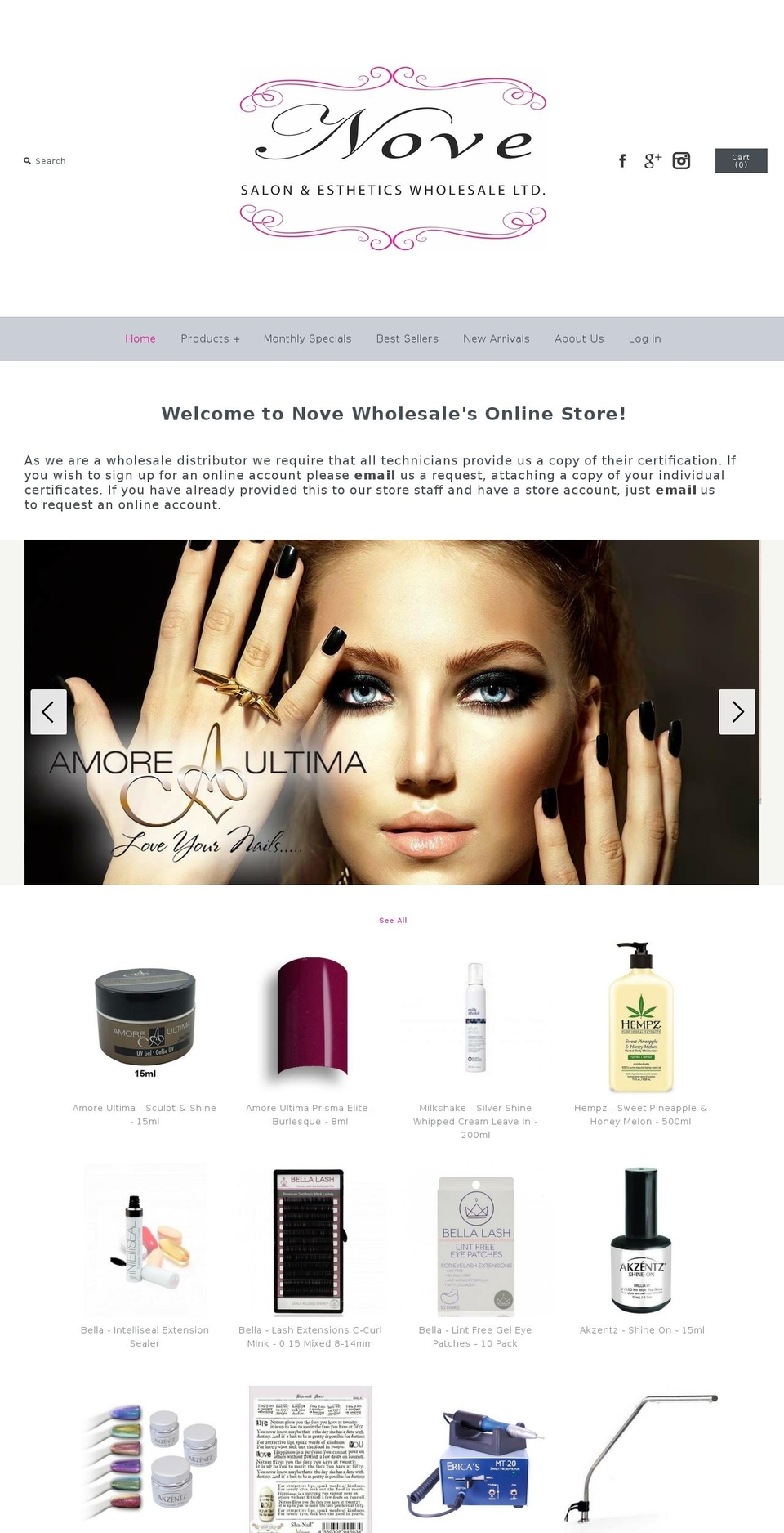 novewholesalestore.com shopify website screenshot