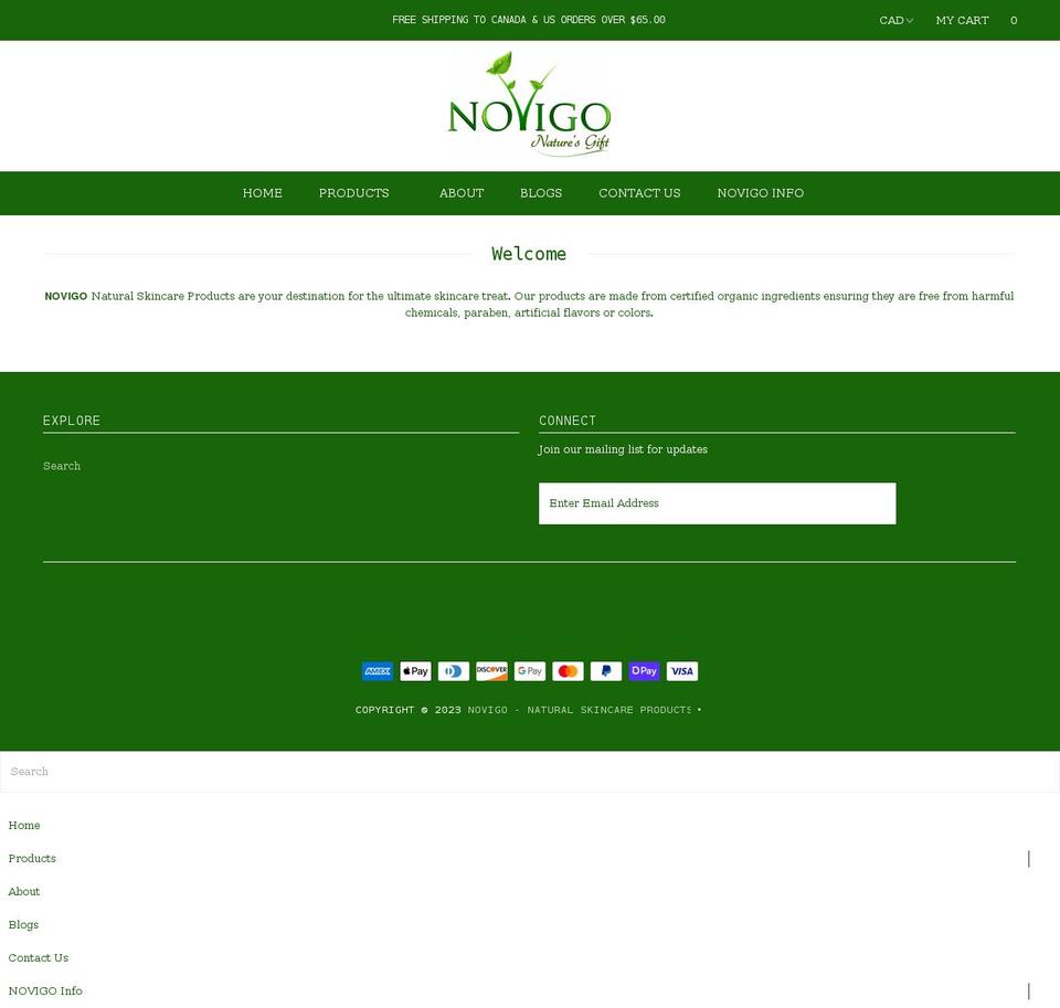 novigonatural.com shopify website screenshot