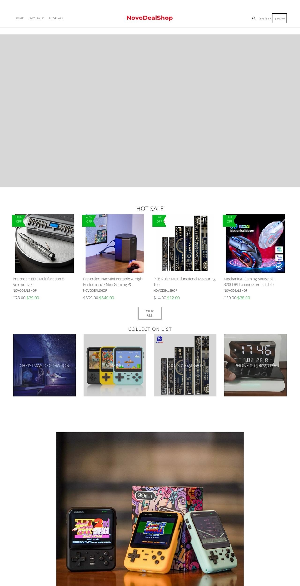 novodealshop.com shopify website screenshot