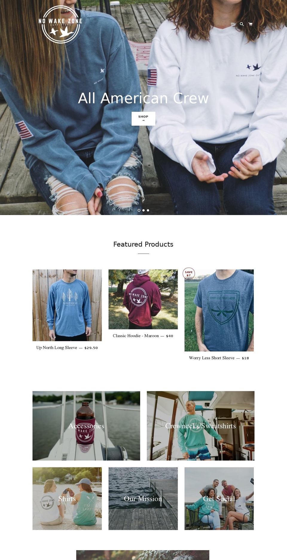 nowakezoneoutfitters.com — Shopify storefront screenshot