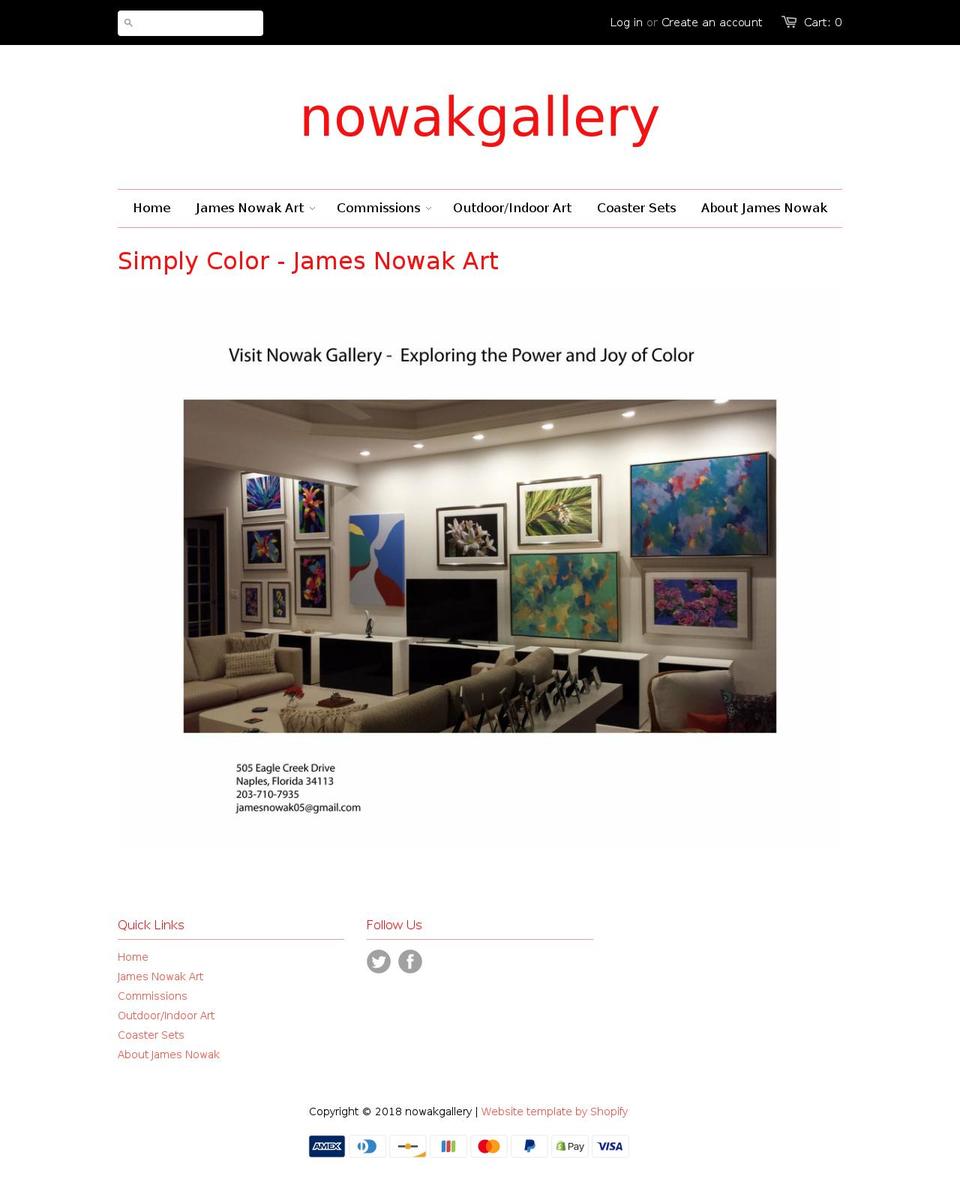 nowakgallery.com shopify website screenshot