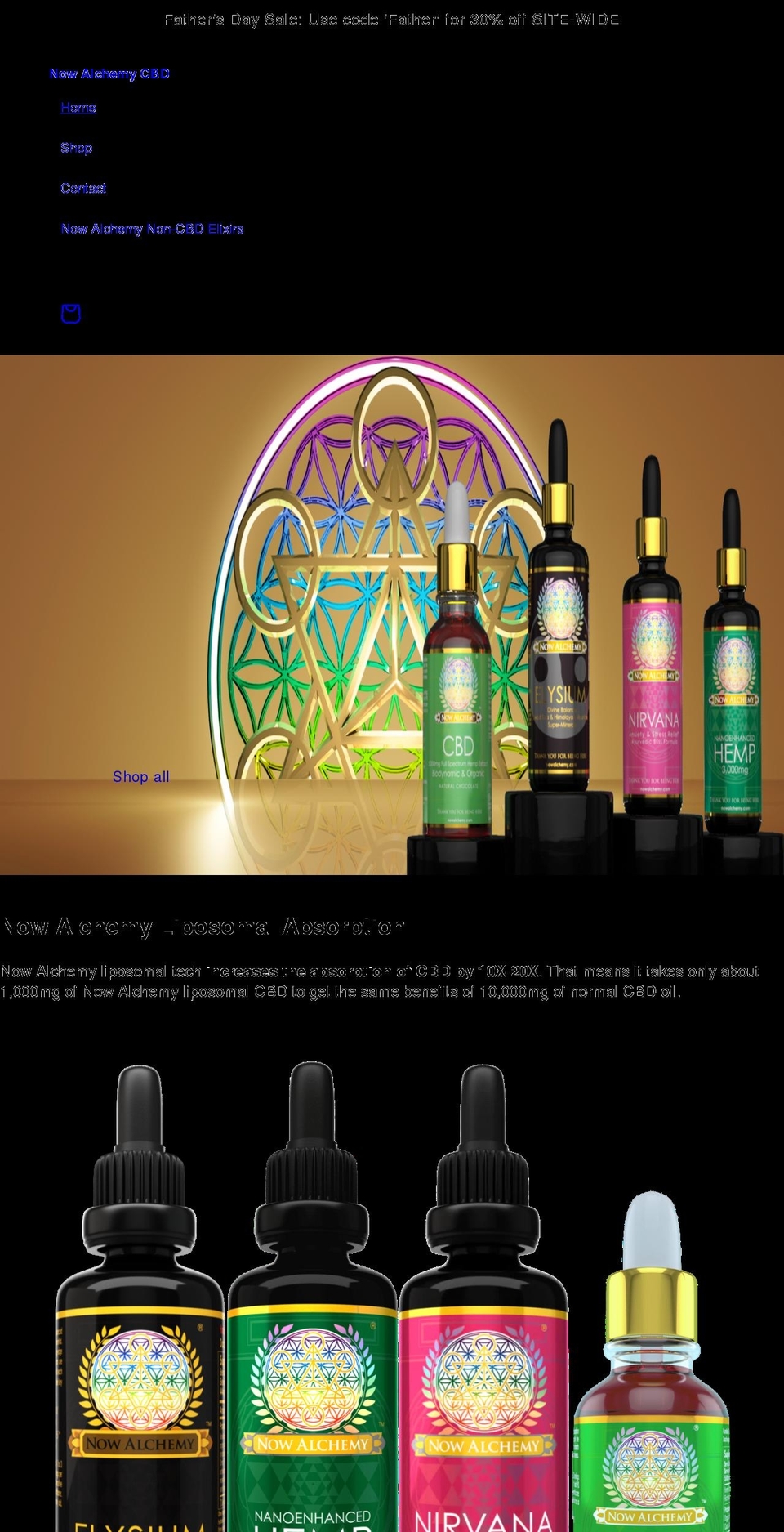 nowalchemycbd.com shopify website screenshot