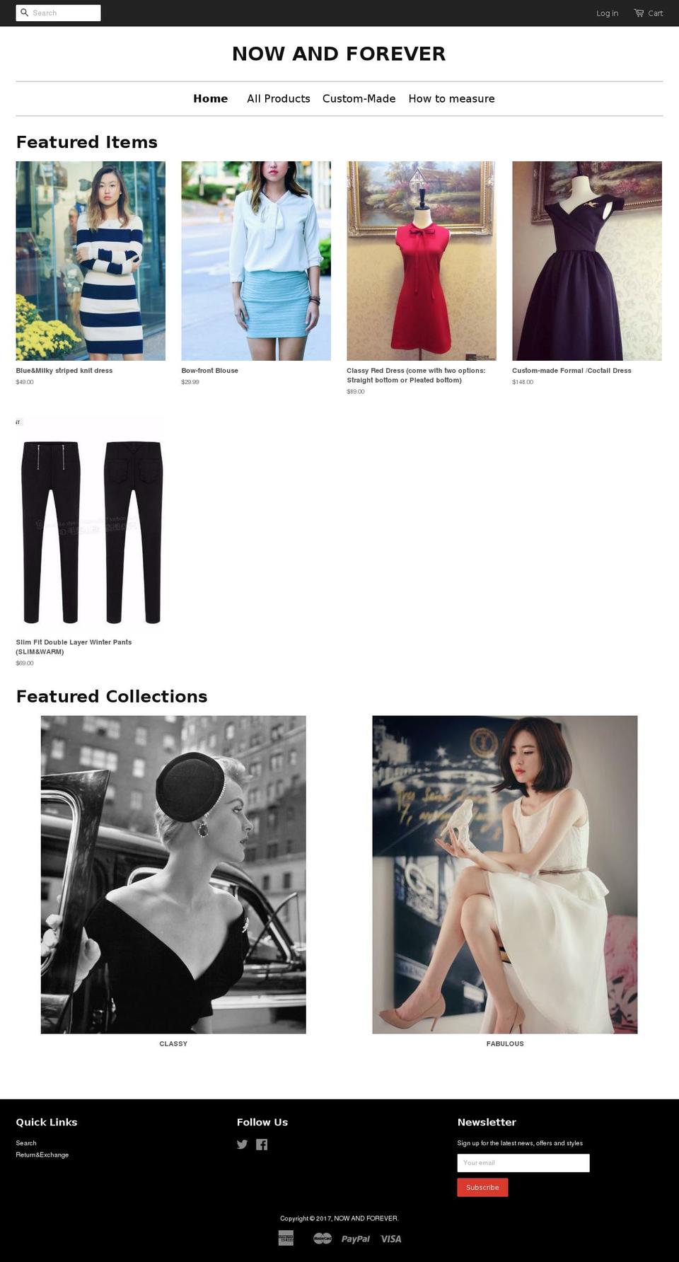 nowandforevercouture.com shopify website screenshot