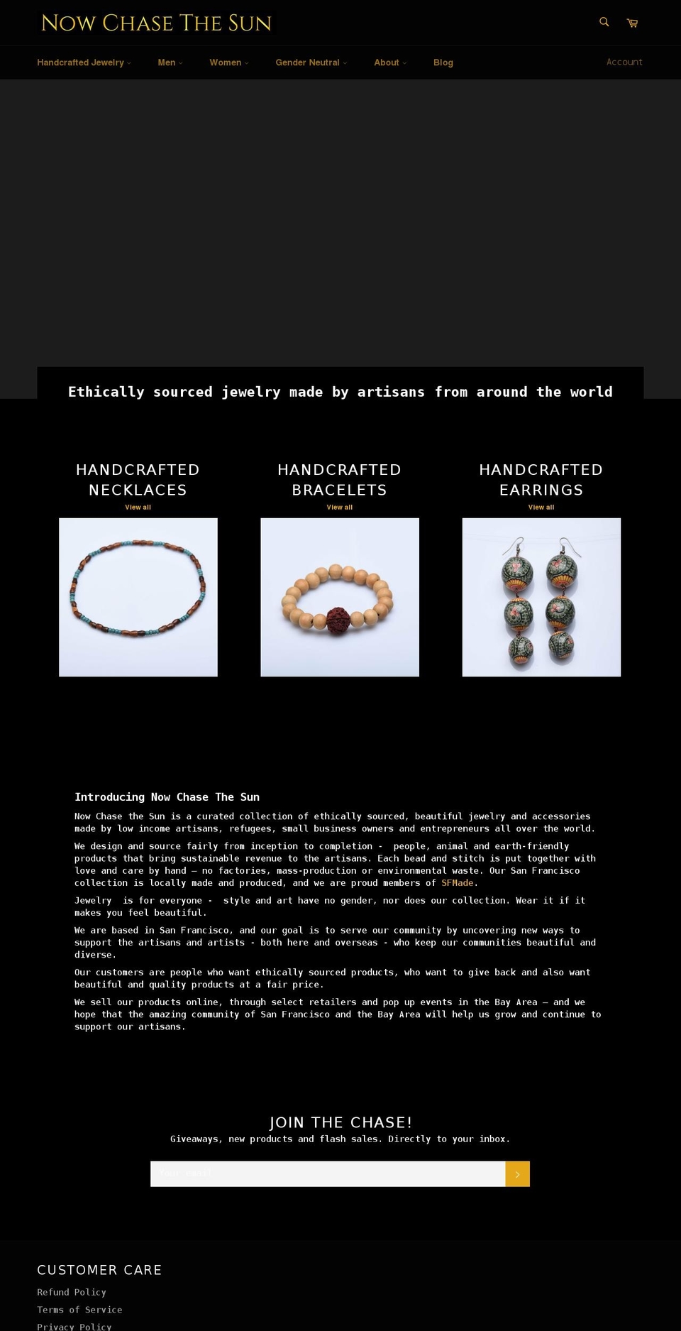 nowchasethesun.com shopify website screenshot