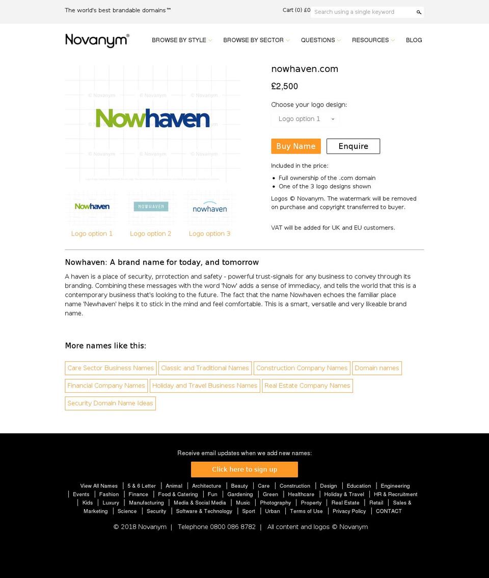 nowhaven.com shopify website screenshot