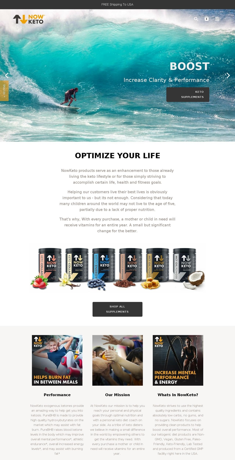 nowketo.com shopify website screenshot