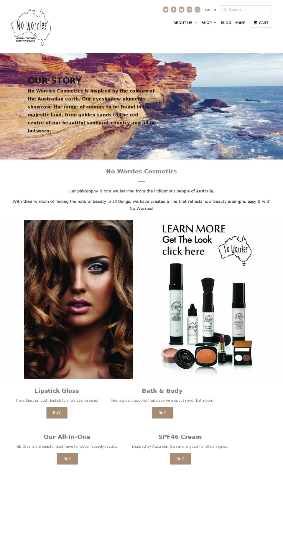 noworriescosmeticsforum.com shopify website screenshot
