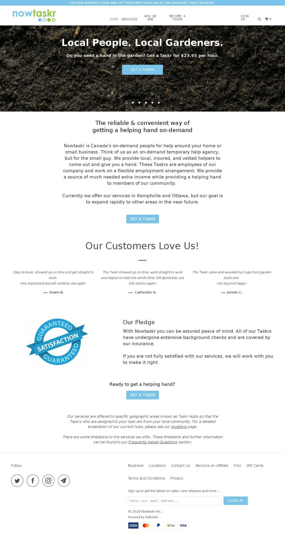 nowtaskers.com shopify website screenshot