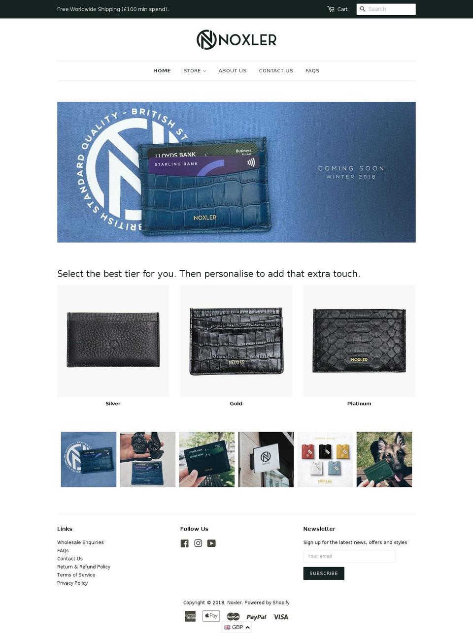 noxler.com — Shopify storefront screenshot