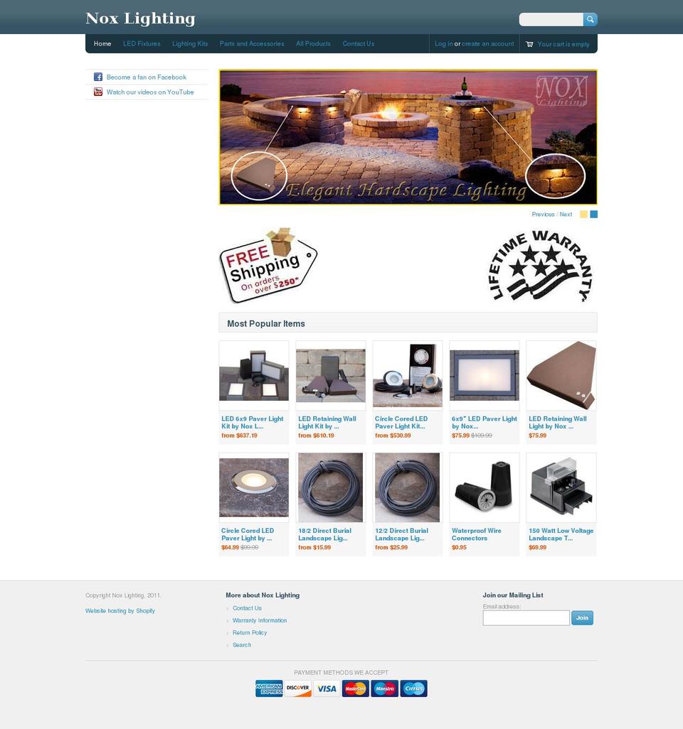 noxlighting.com shopify website screenshot
