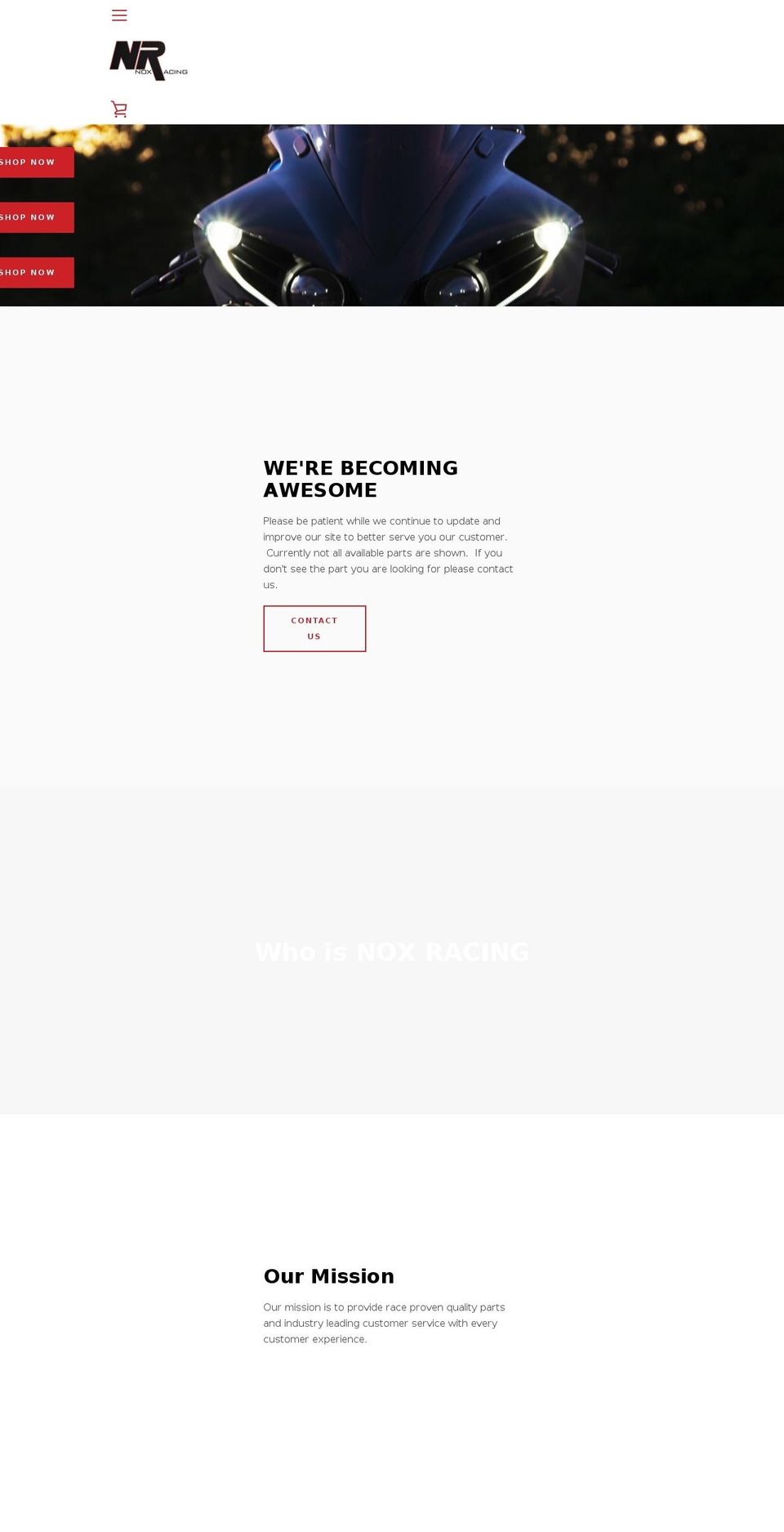 noxracing.com — Shopify storefront screenshot